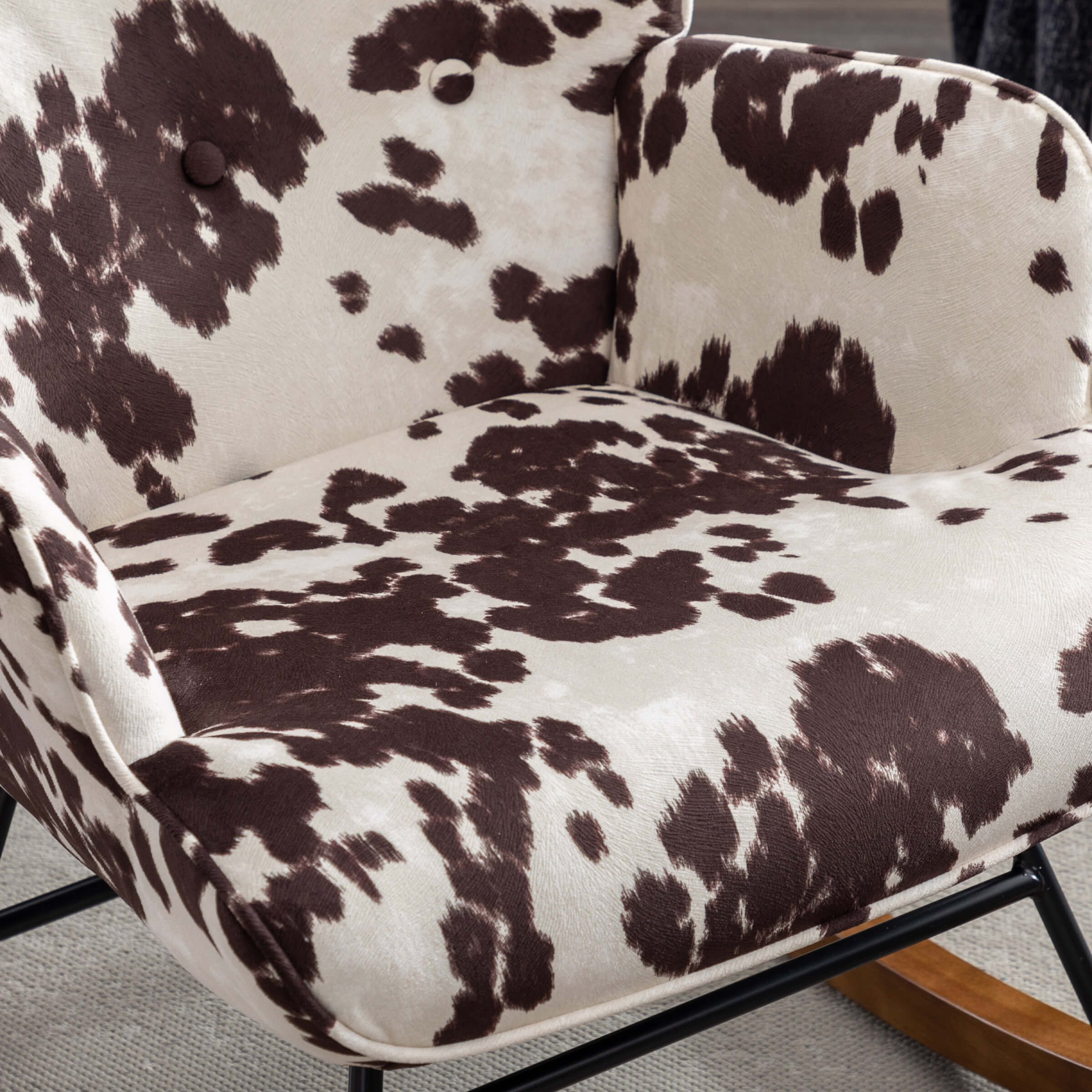 EALSON Rocking Tufted Wingback Fabric Upholstered Rocker Chair 1 PCS - 8901