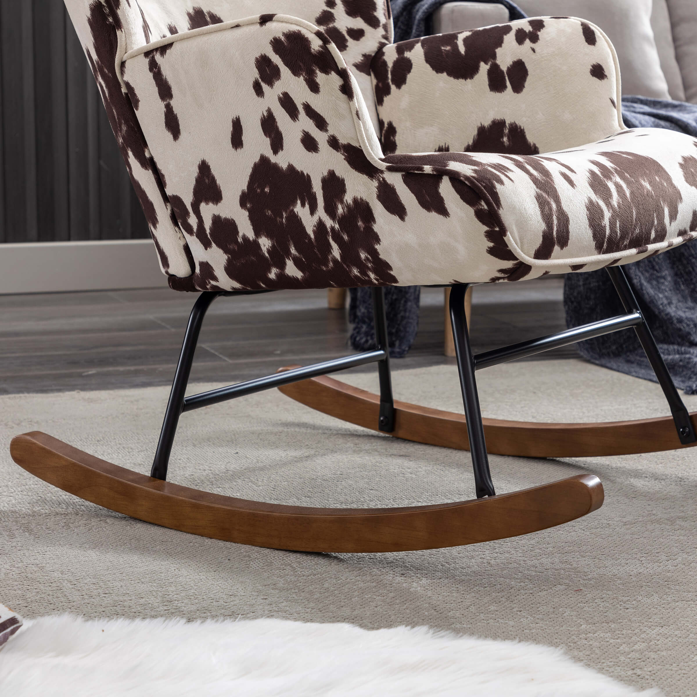 EALSON Rocking Tufted Wingback Fabric Upholstered Rocker Chair 1 PCS - 8901