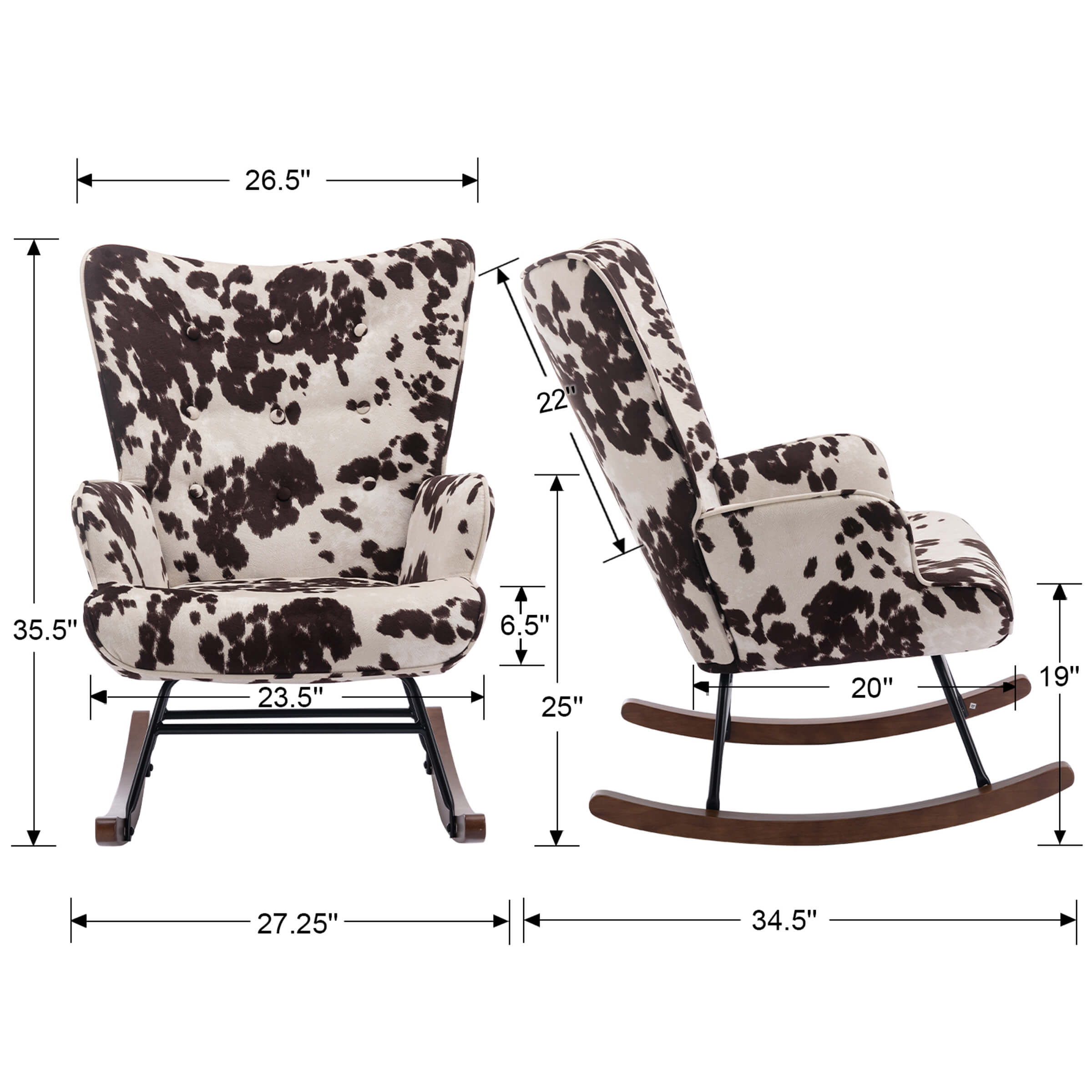 EALSON Rocking Tufted Wingback Fabric Upholstered Rocker Chair 1 PCS - 8901