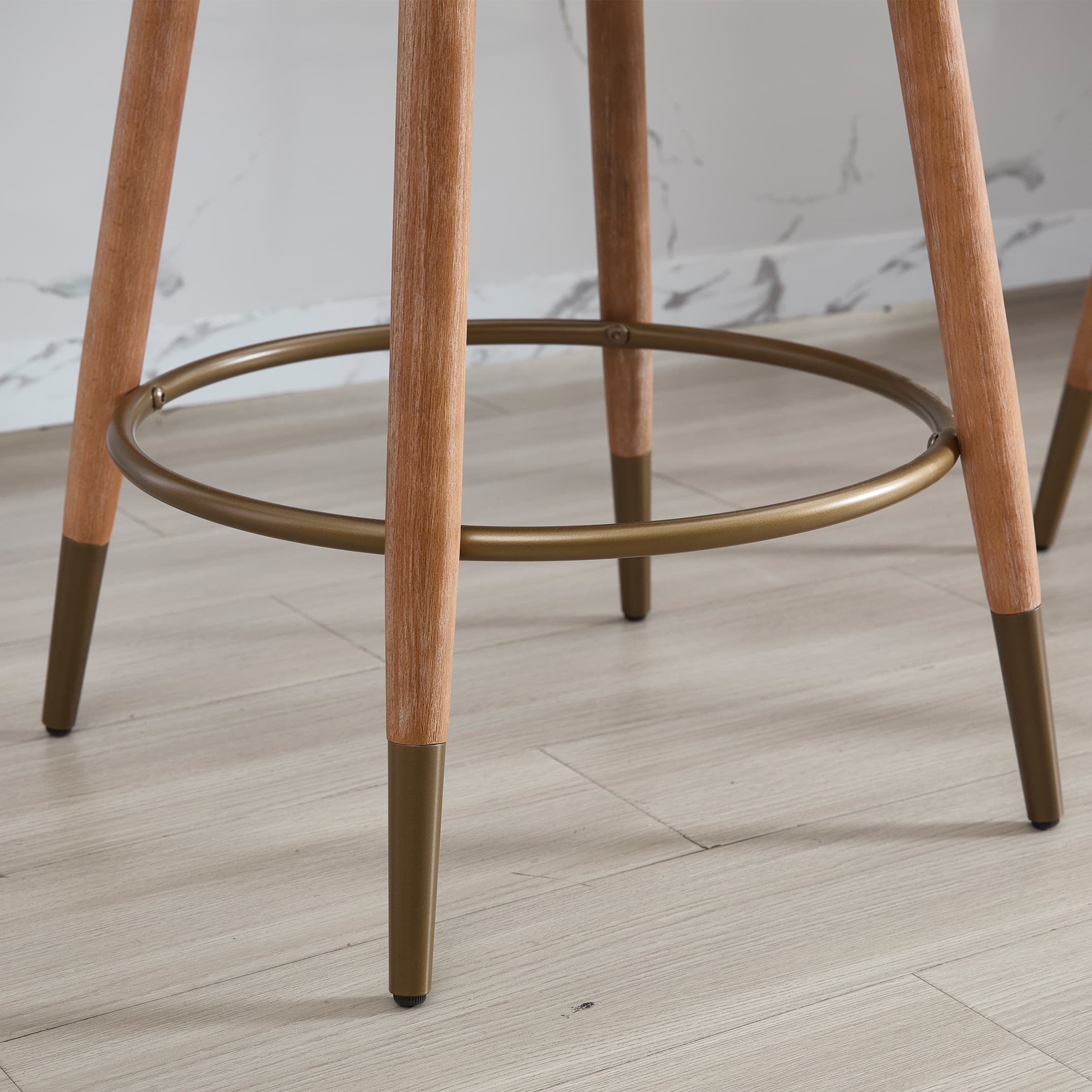 EALSON Swivel Natural Legs Counter Height Bar Stools Set of 2 -3115CS