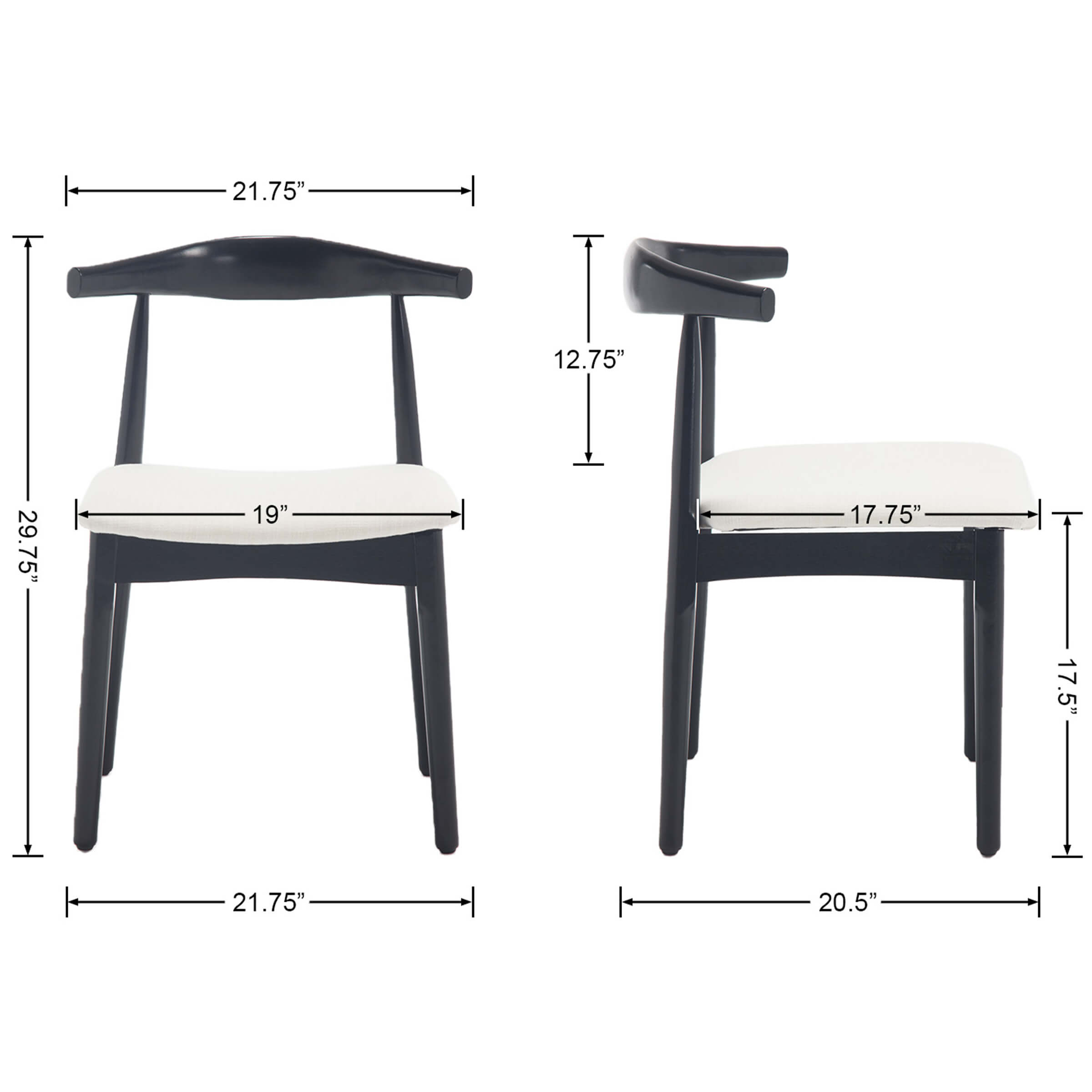 EALSON Wood Barrel Back  Kitchen Chairs Chairs Set of 2  - X017DC