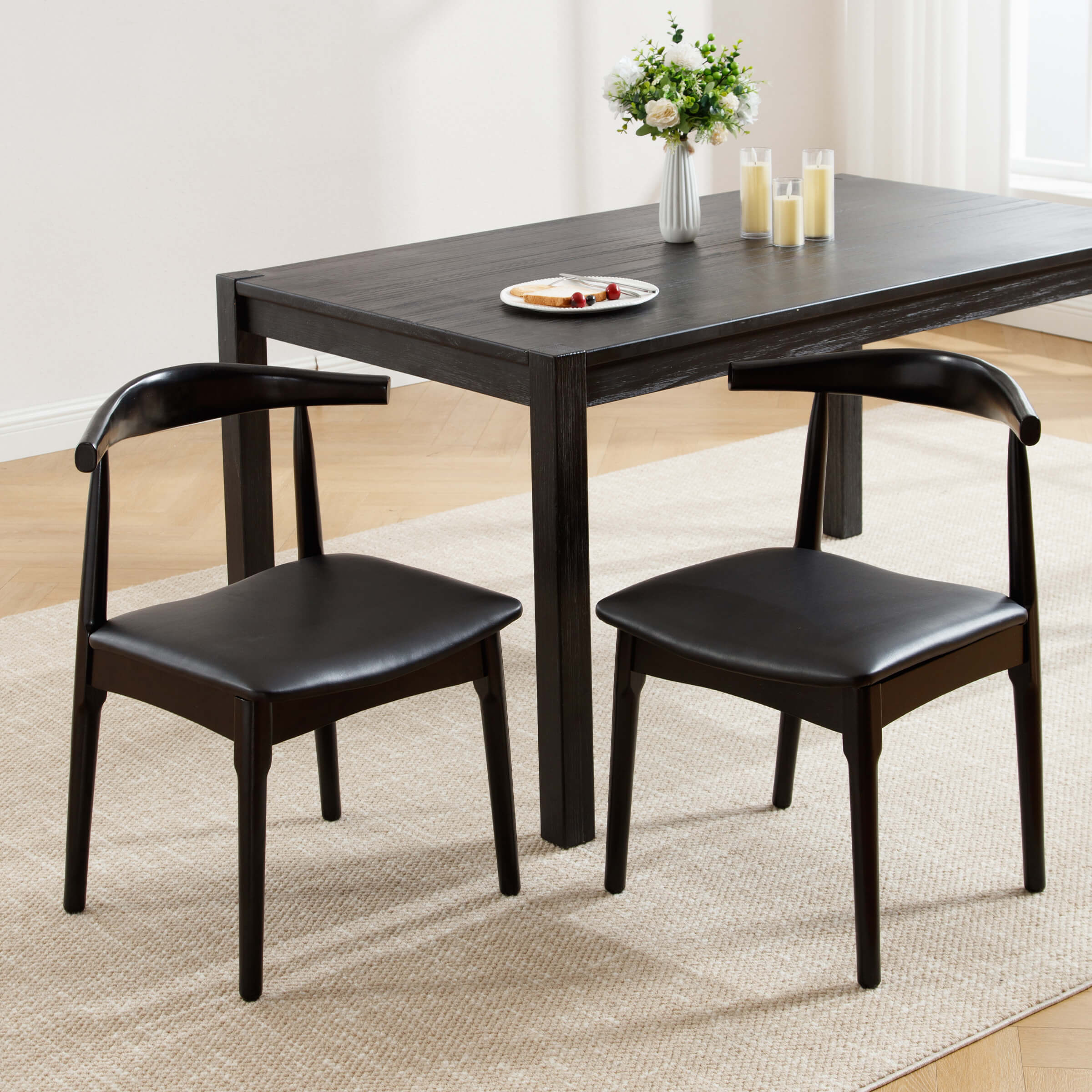 EALSON Wood Barrel Back  Kitchen Chairs Chairs Set of 2  - X017DC