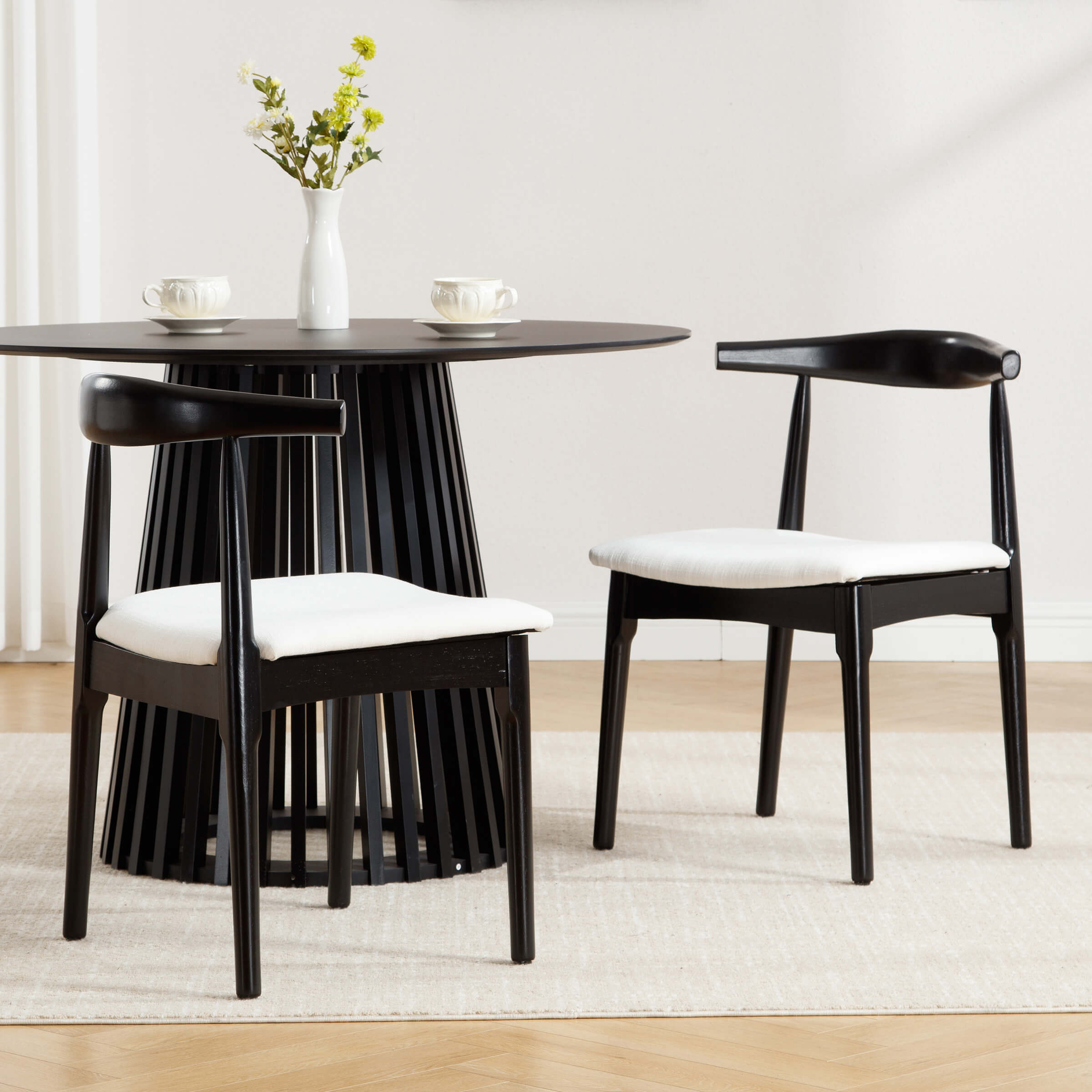 EALSON Wood Barrel Back  Kitchen Chairs Chairs Set of 2  - X017DC
