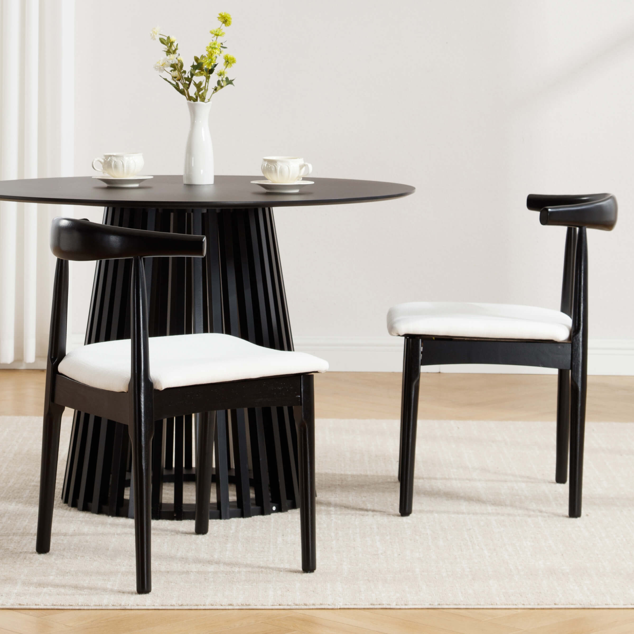 EALSON Wood Barrel Back  Kitchen Chairs Chairs Set of 2  - X017DC