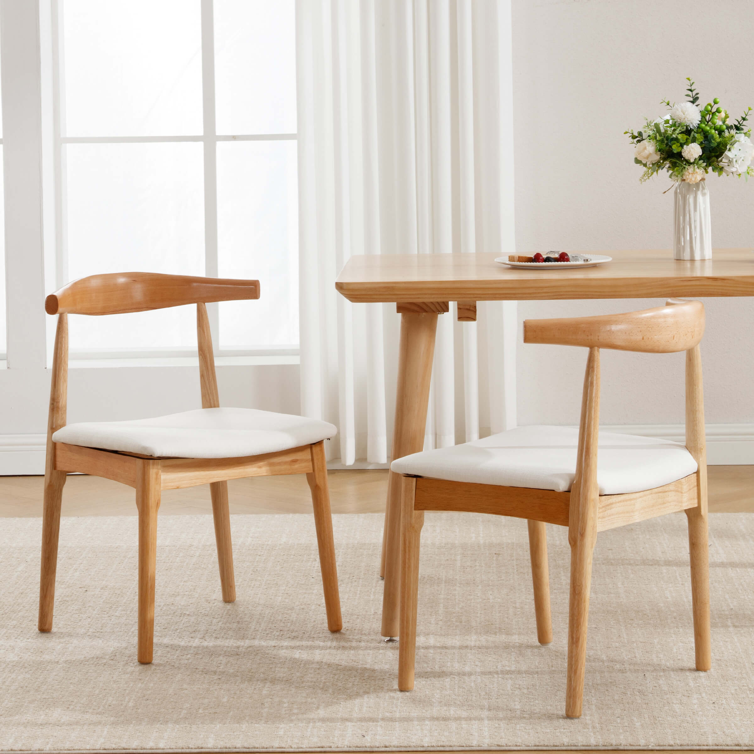 EALSON Wood Barrel Back  Kitchen Chairs Chairs Set of 2  - X017DC