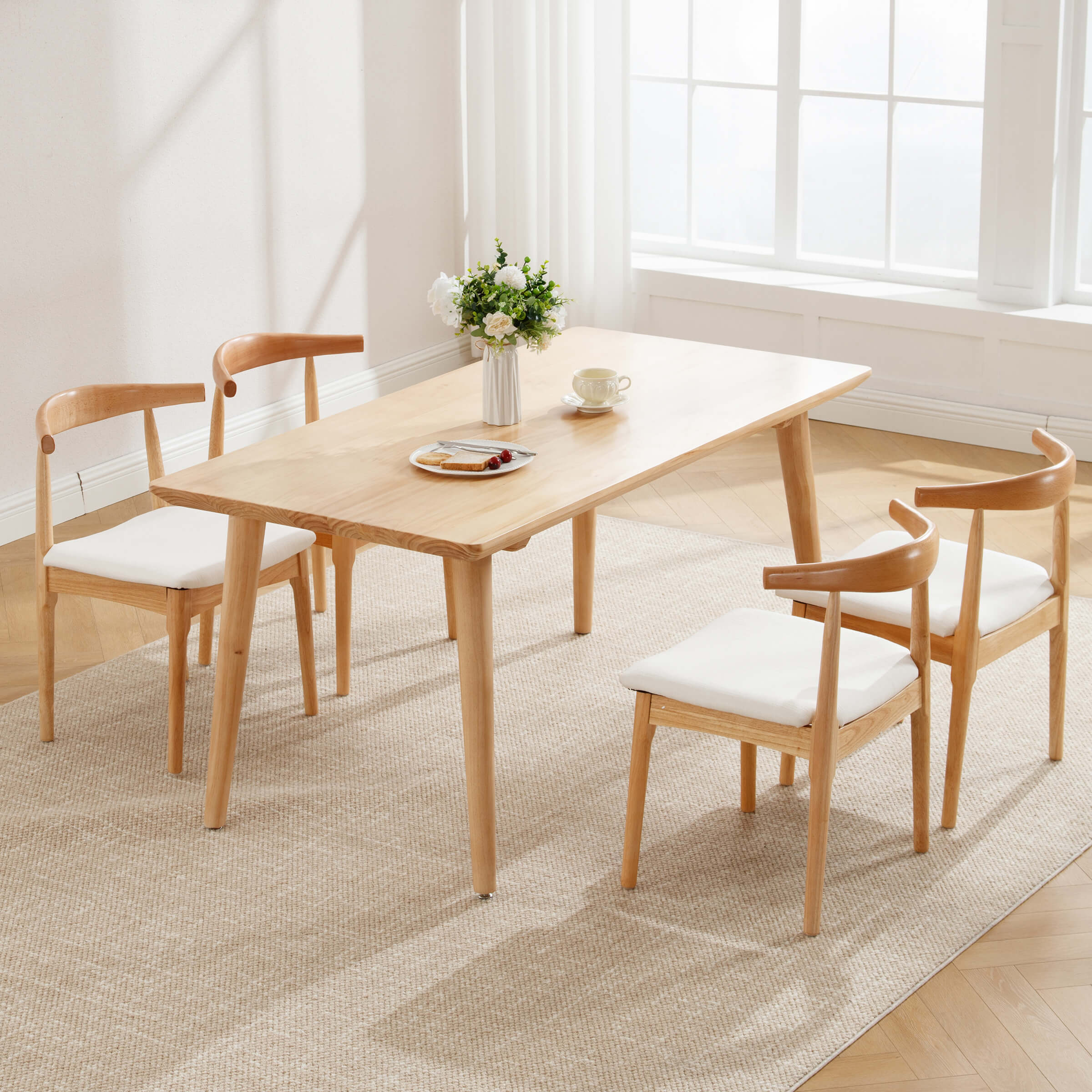 EALSON Wood Barrel Back  Kitchen Chairs Chairs Set of 2  - X017DC