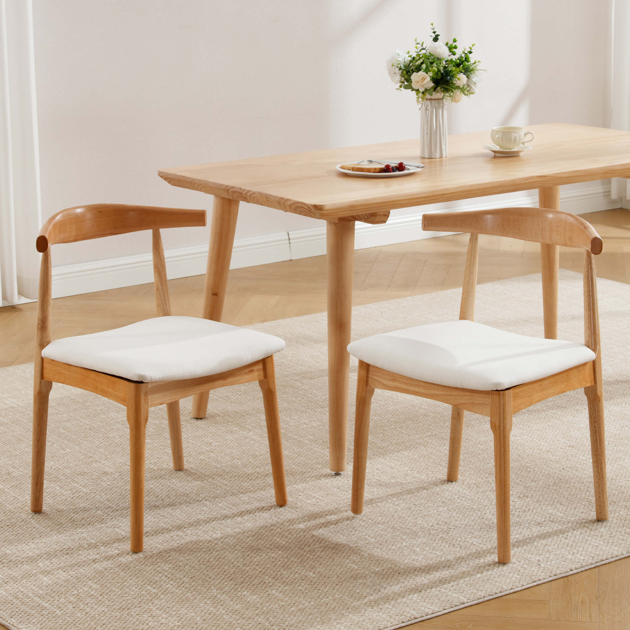 EALSON Wood Barrel Back  Kitchen Chairs Chairs Set of 2  - X017DC