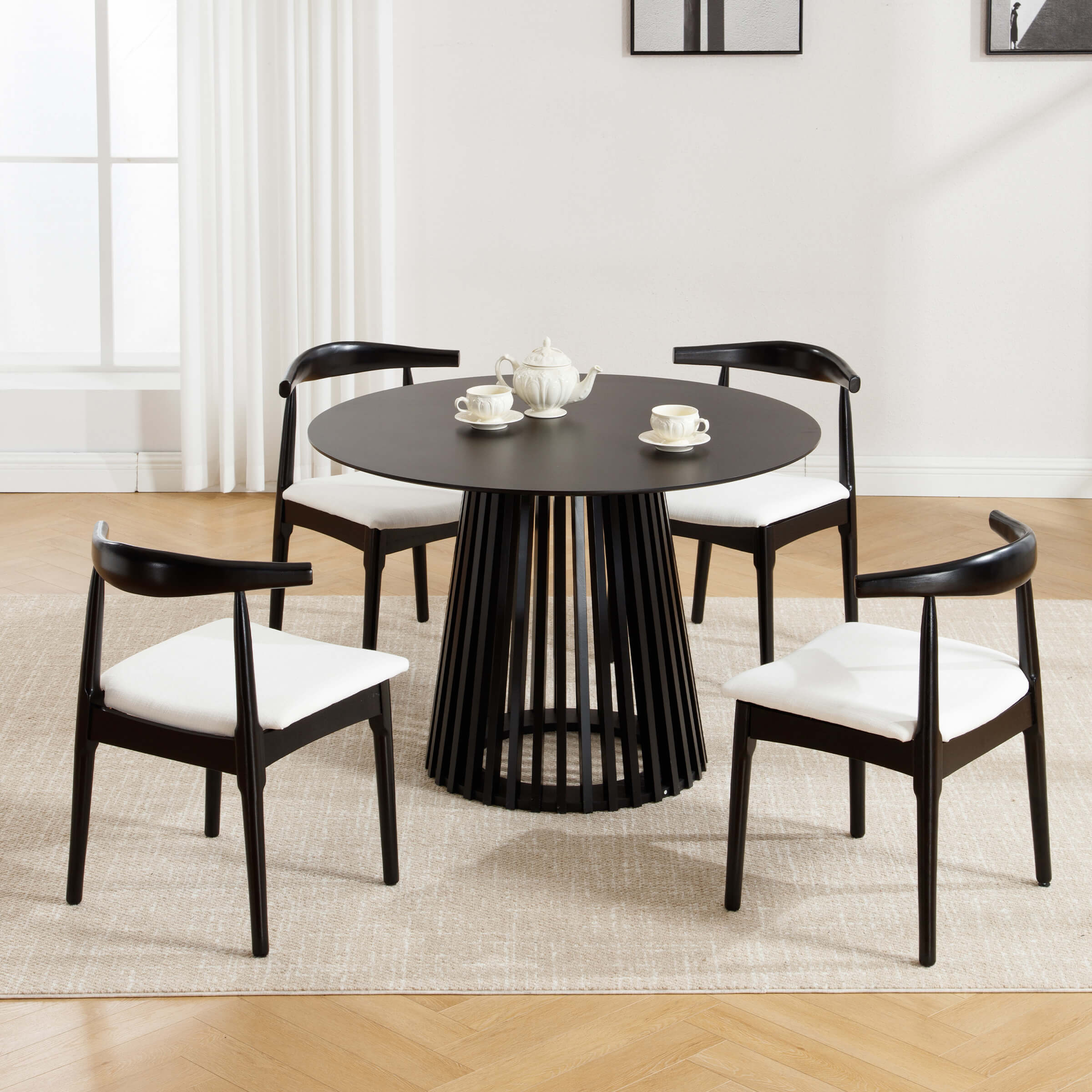 EALSON Wood Barrel Back  Kitchen Chairs Chairs Set of 2  - X017DC