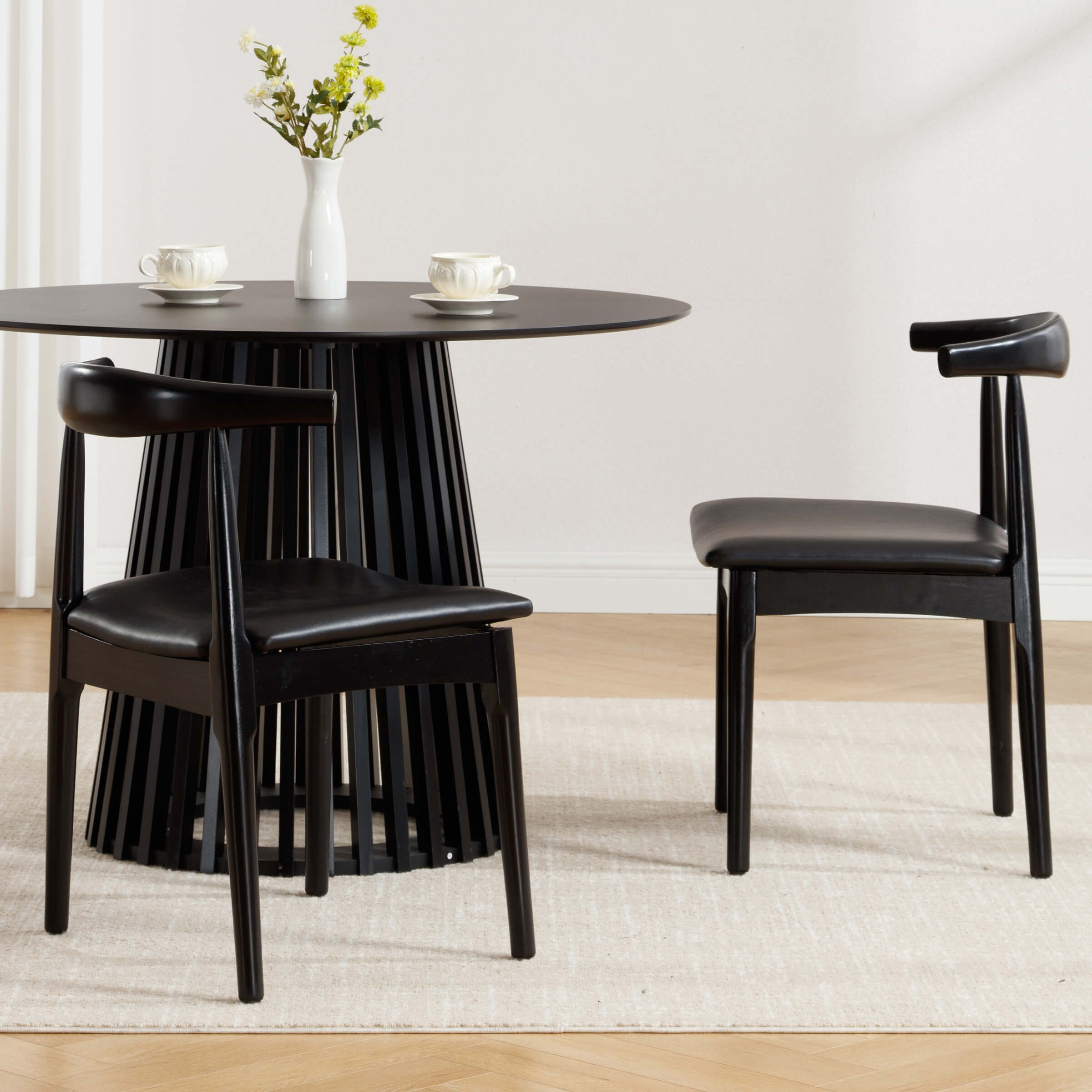 EALSON Wood Barrel Back  Kitchen Chairs Chairs Set of 2  - X017DC