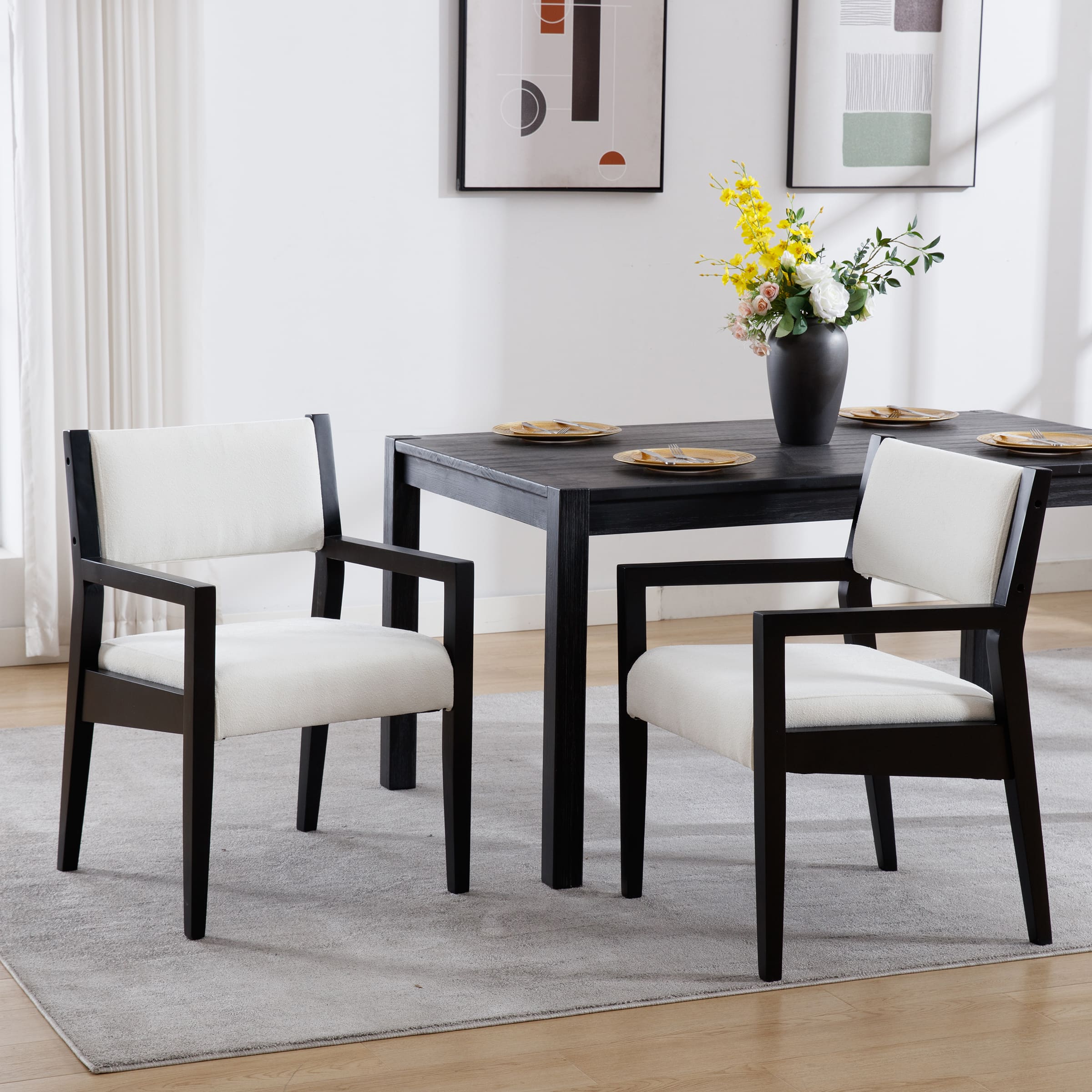 EALSON Wood Dining Chairs with Arms Set of 2 - 1527DC