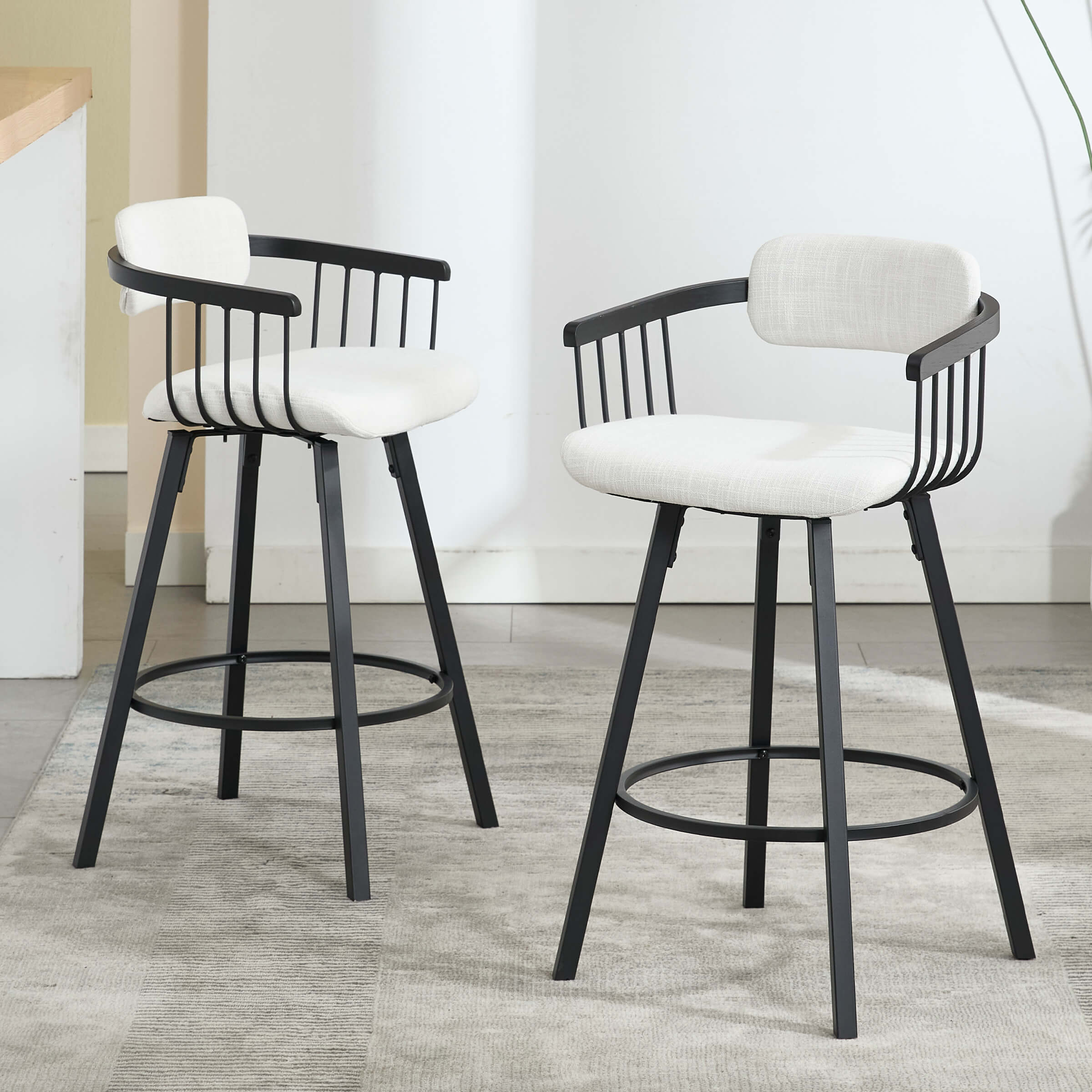 ROCITY Fabric Swivel Bar Stool 1 PCS - 3142CS