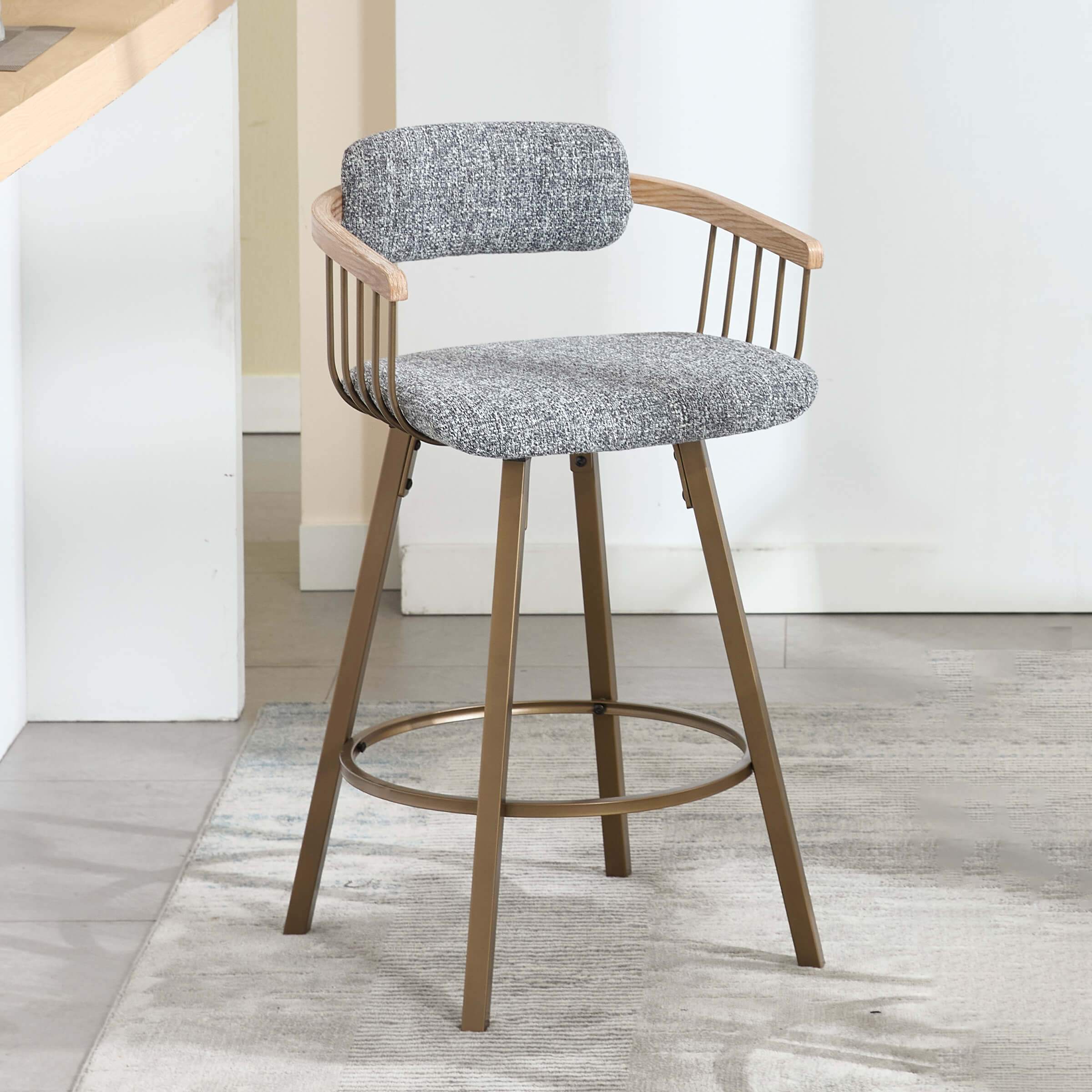 ROCITY Fabric Swivel Bar Stool 1 PCS - 3142CS