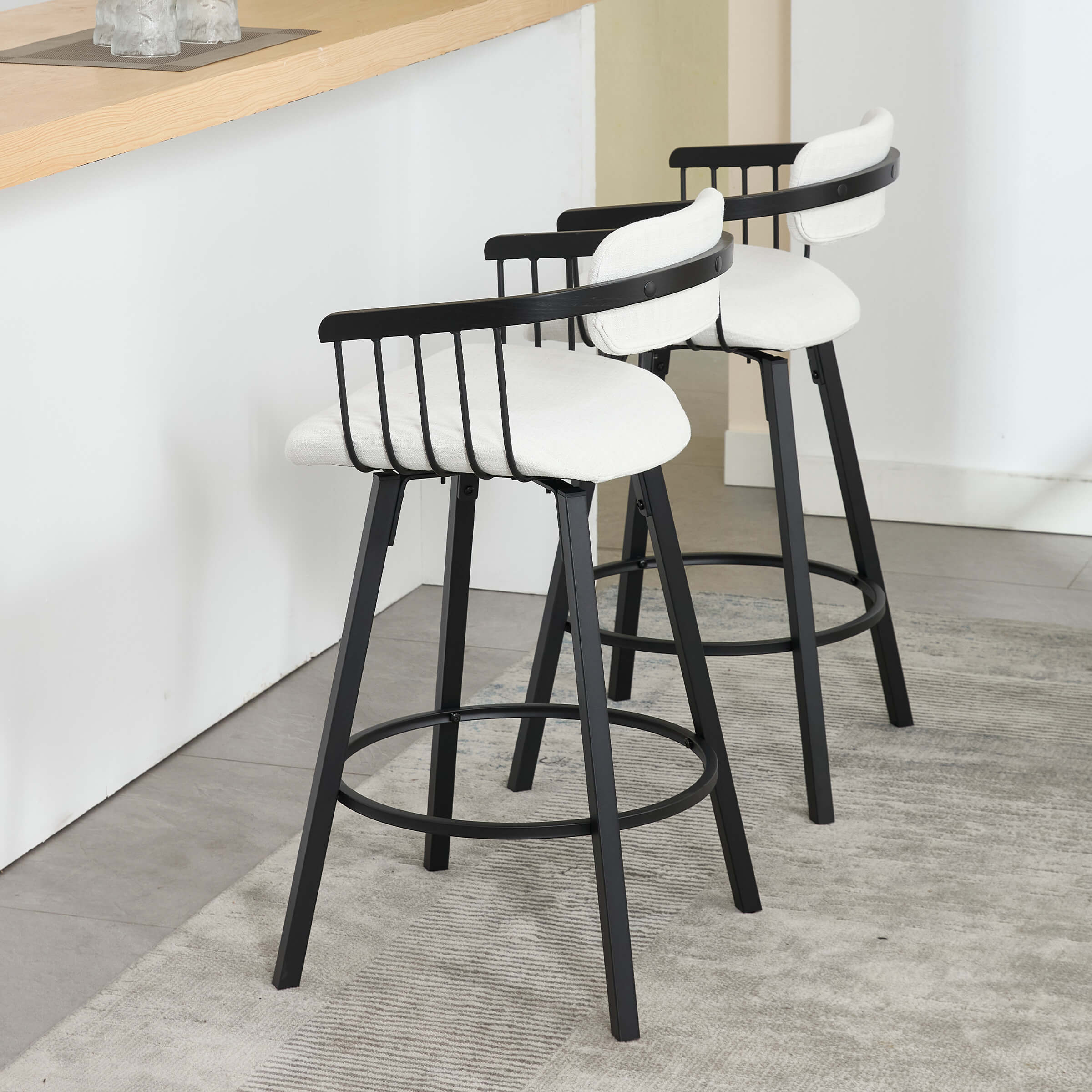 ROCITY Fabric Swivel Bar Stool 1 PCS - 3142CS