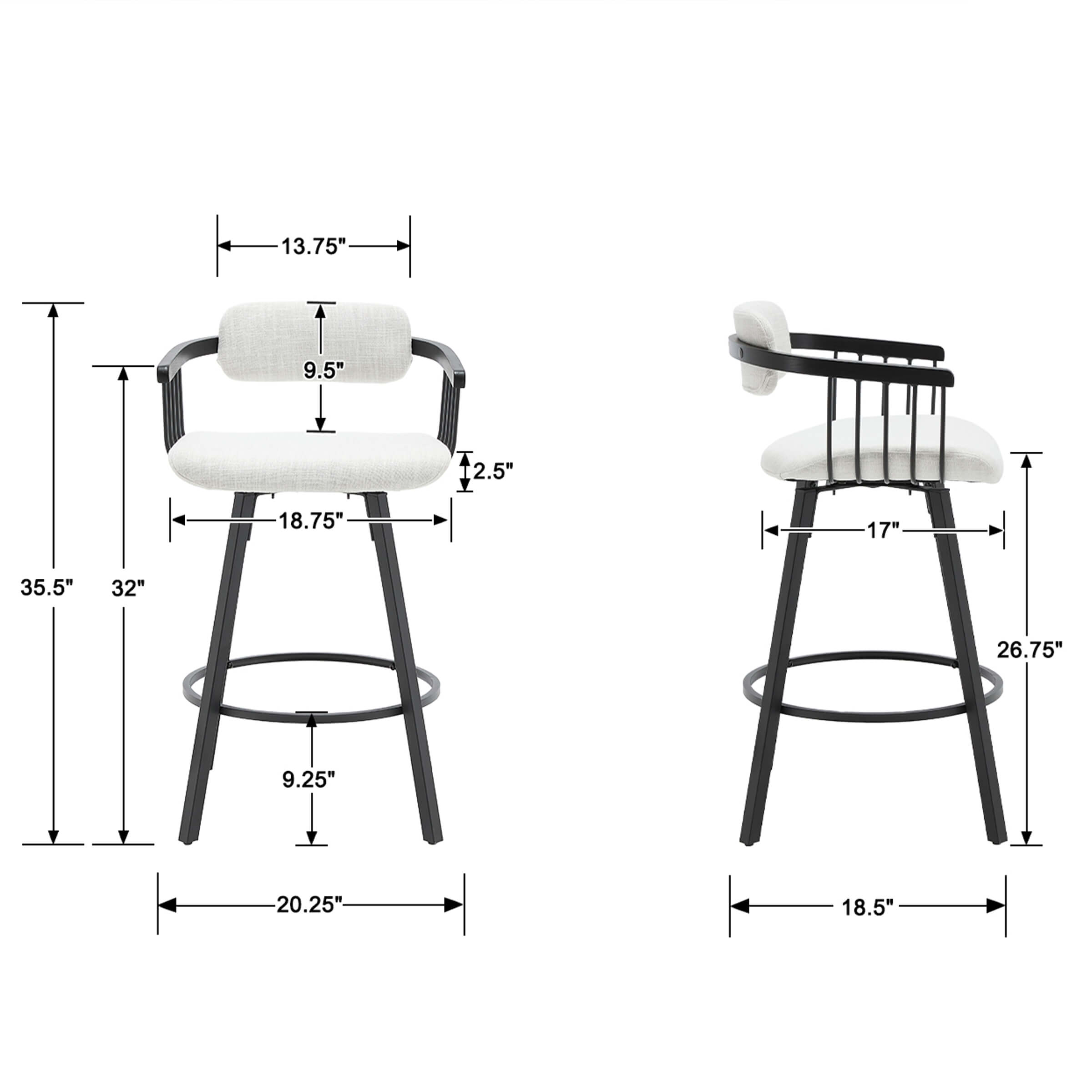 ROCITY Fabric Swivel Bar Stool 1 PCS - 3142CS