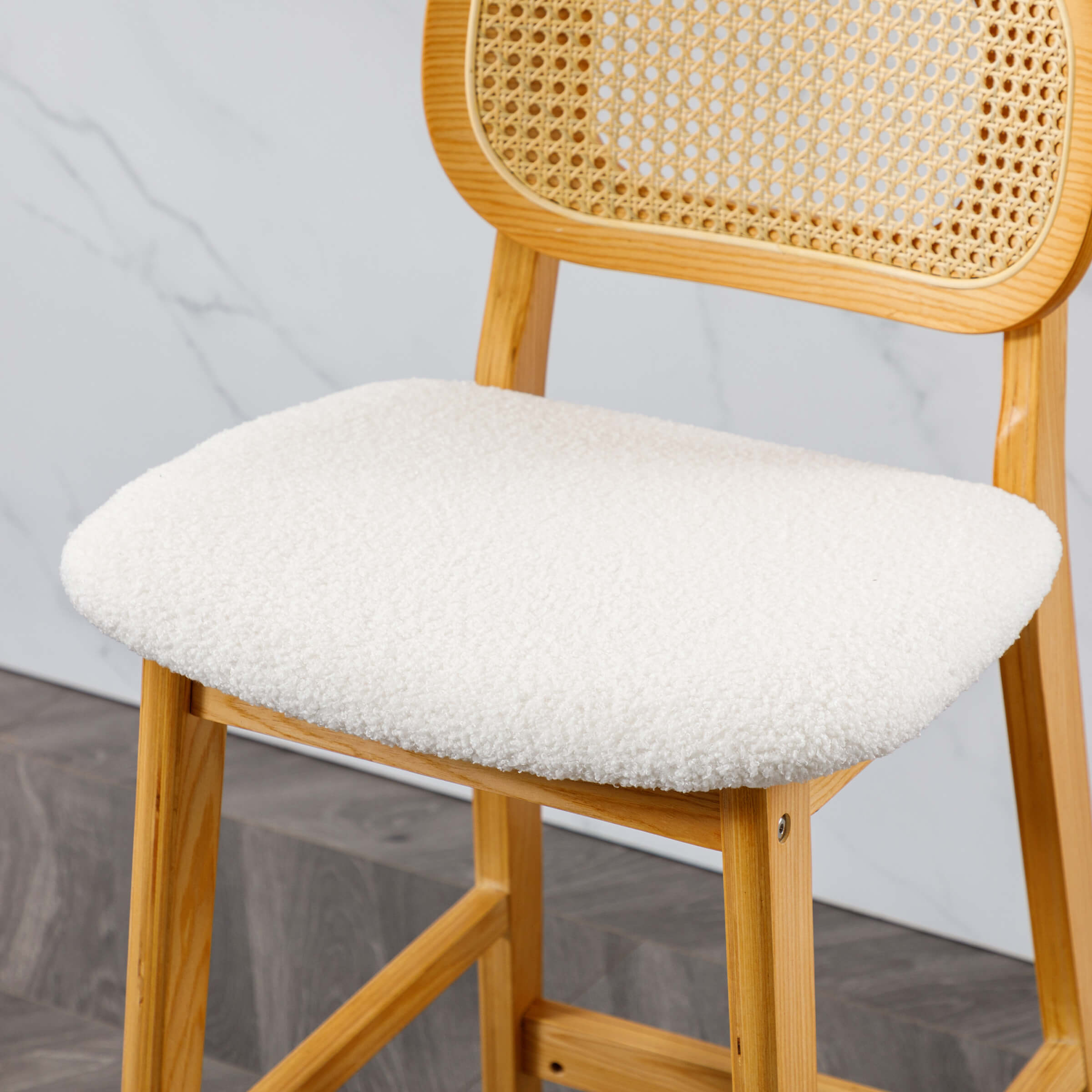 EALSON Farmhouse Rattan Back Counter Height Bar Stools Set of 2 - 5026