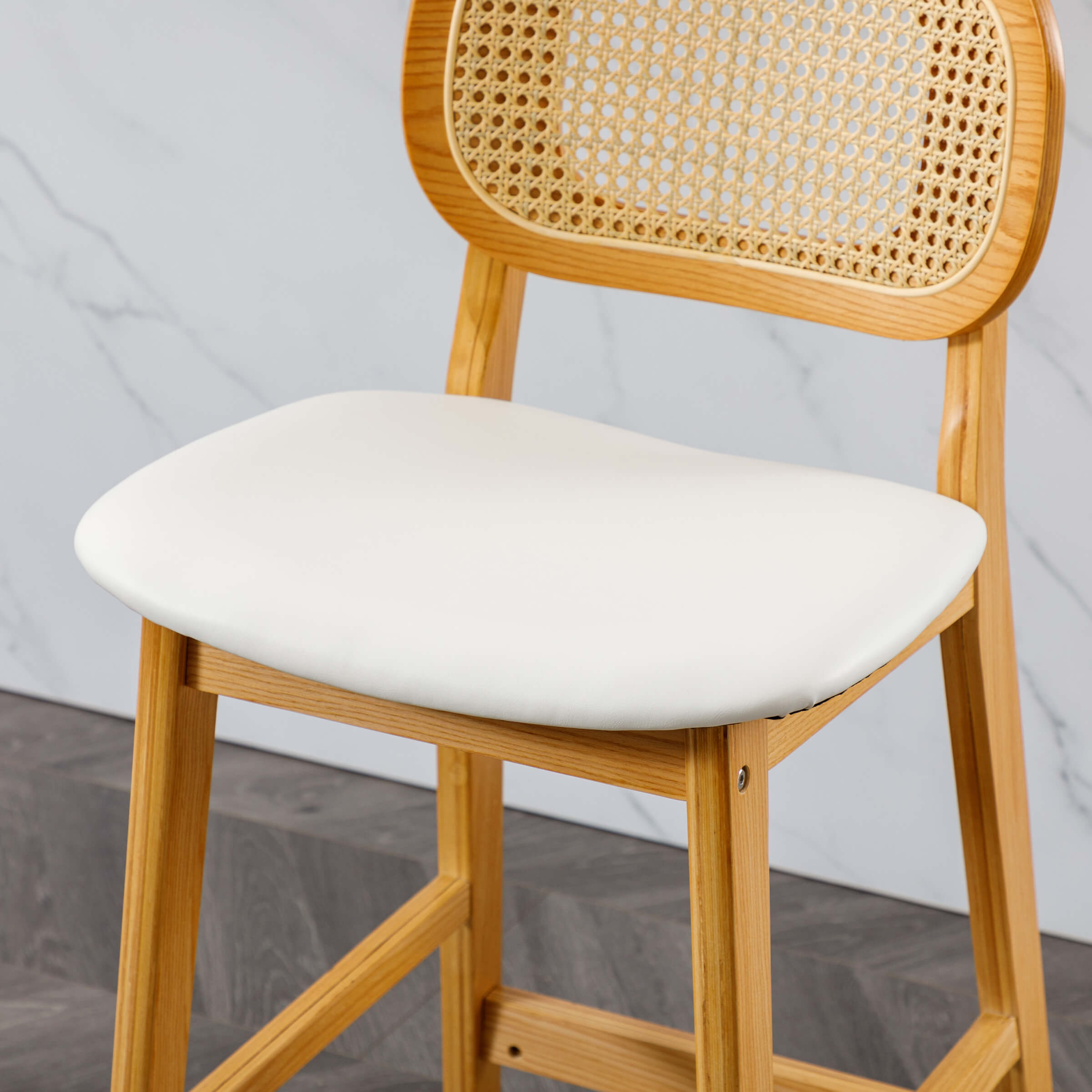 EALSON Farmhouse Rattan Back Counter Height Bar Stools Set of 2 - 5026