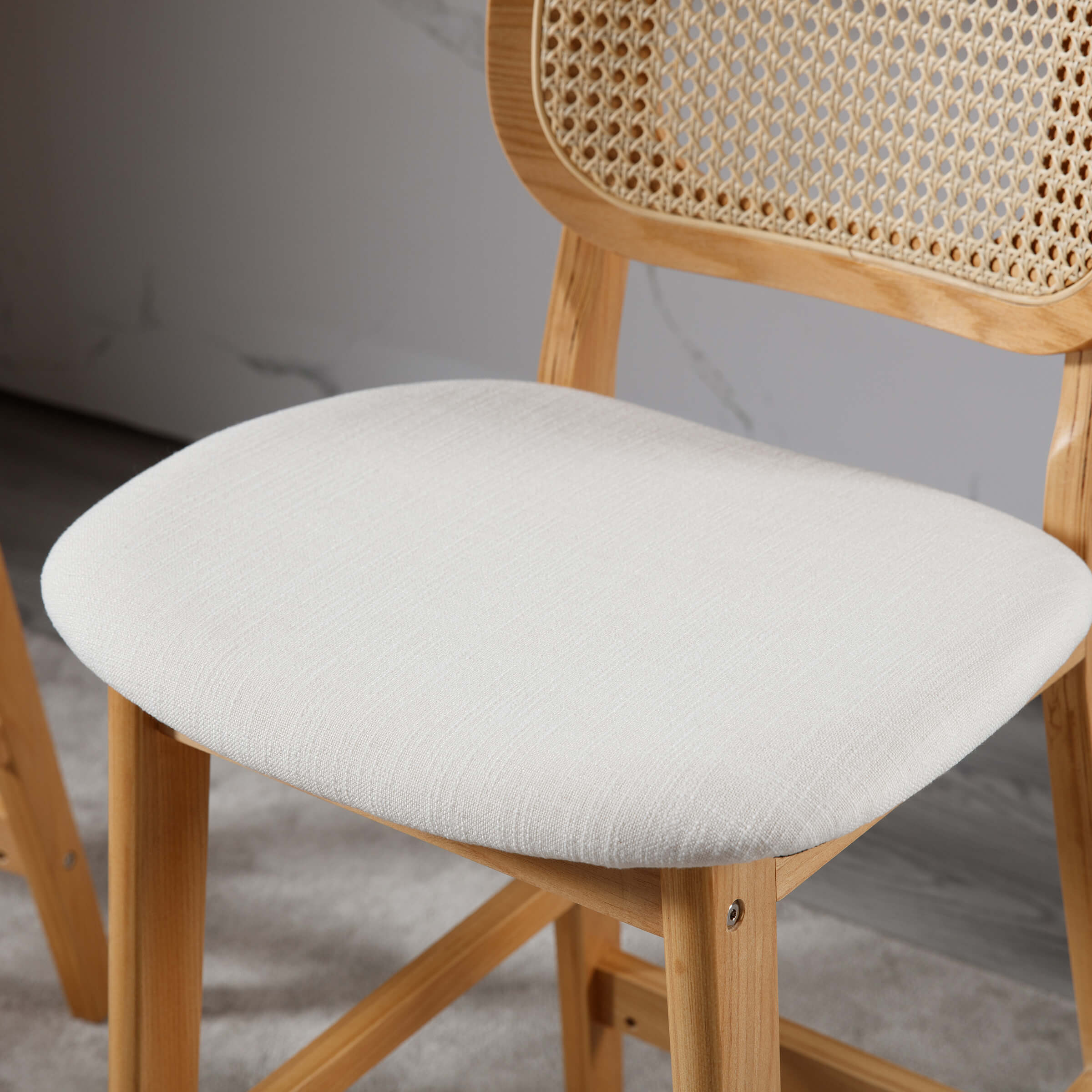 EALSON Farmhouse Rattan Back Counter Height Bar Stools Set of 2 - 5026
