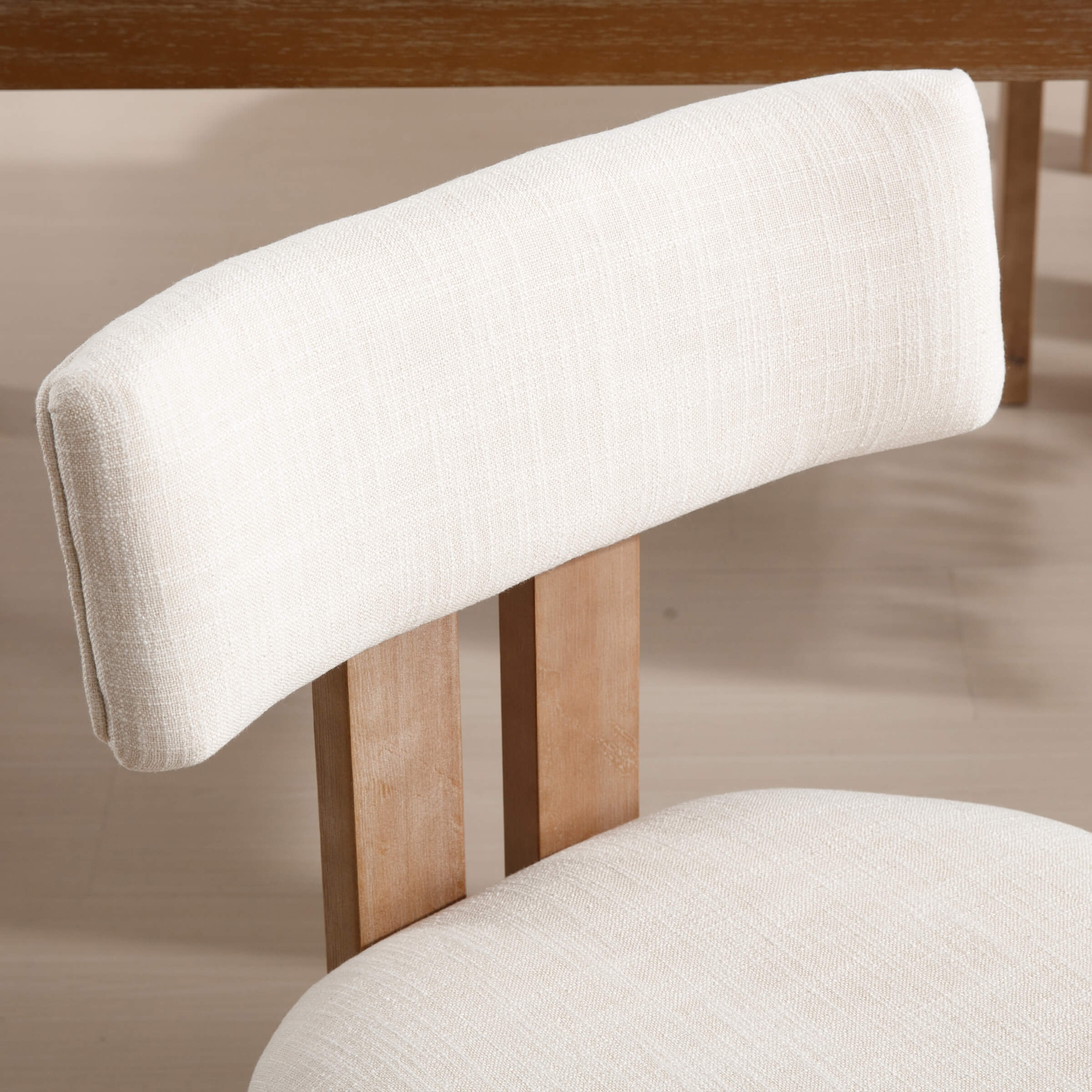 Close-up of chair backrest upholstery