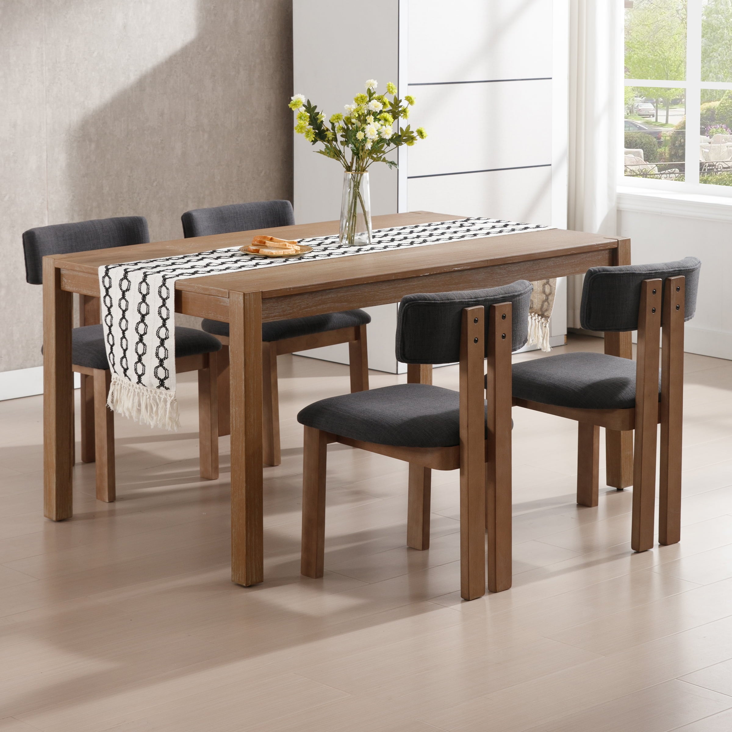 Full dining set with chairs around table