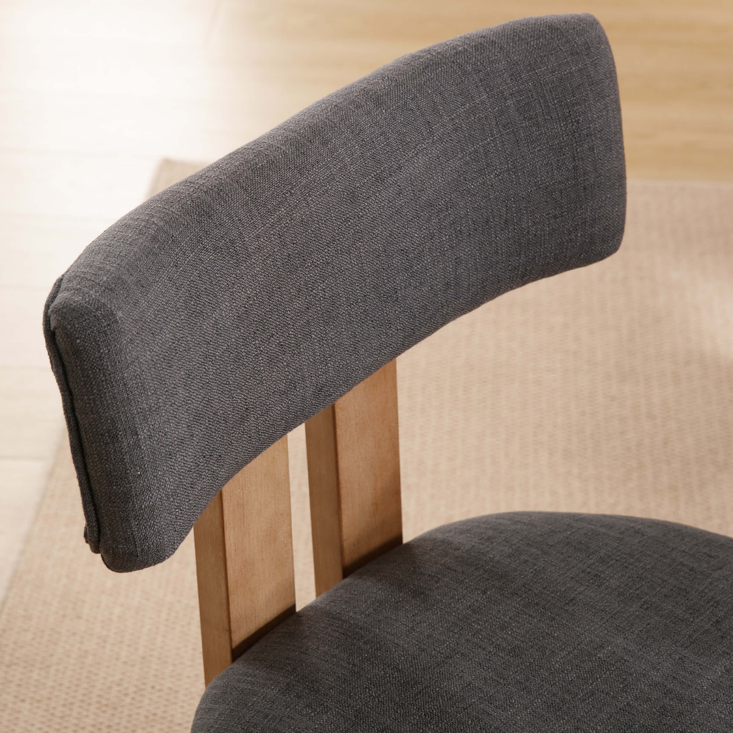 Close-up of dark gray chair upholstery