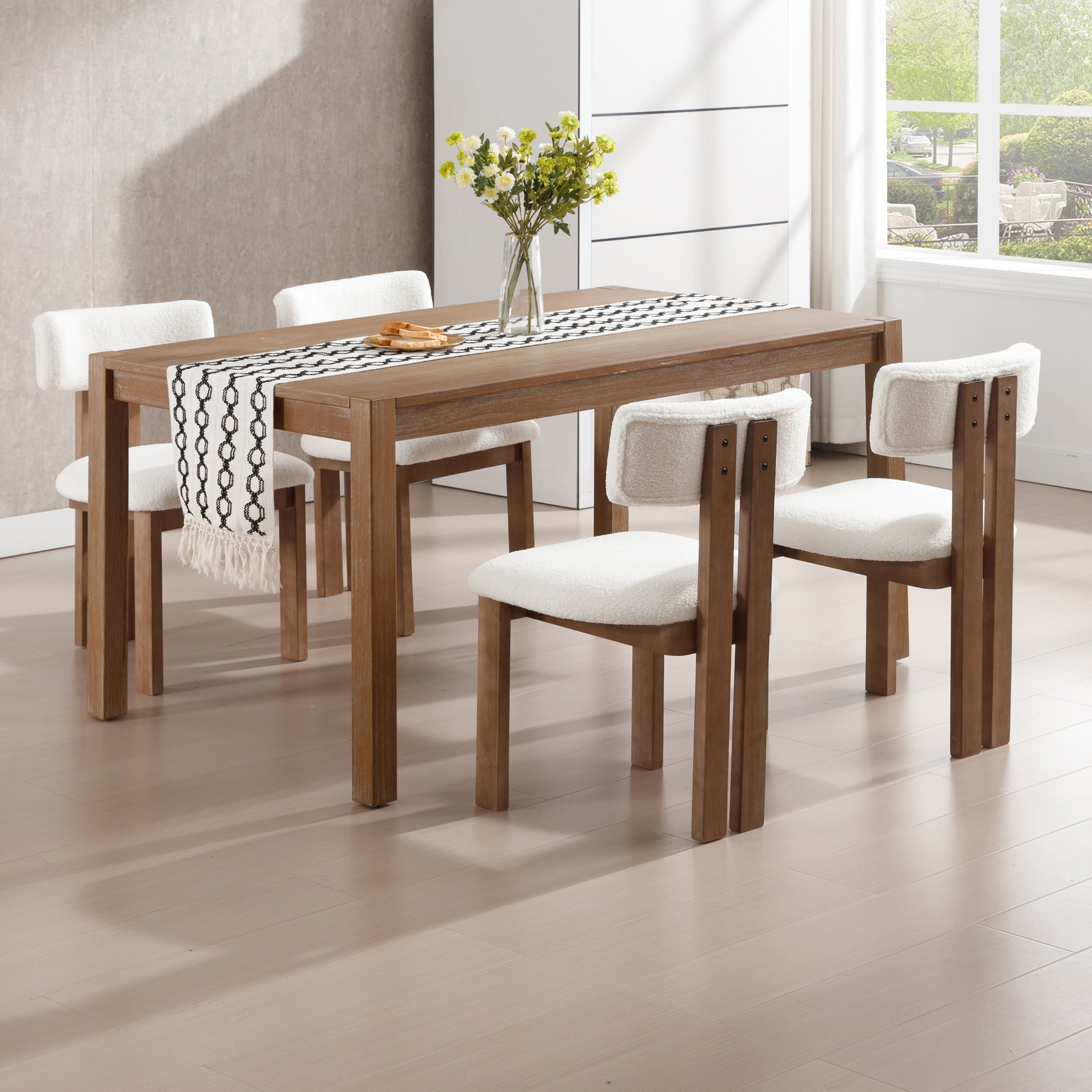 Multiple chairs around dining table