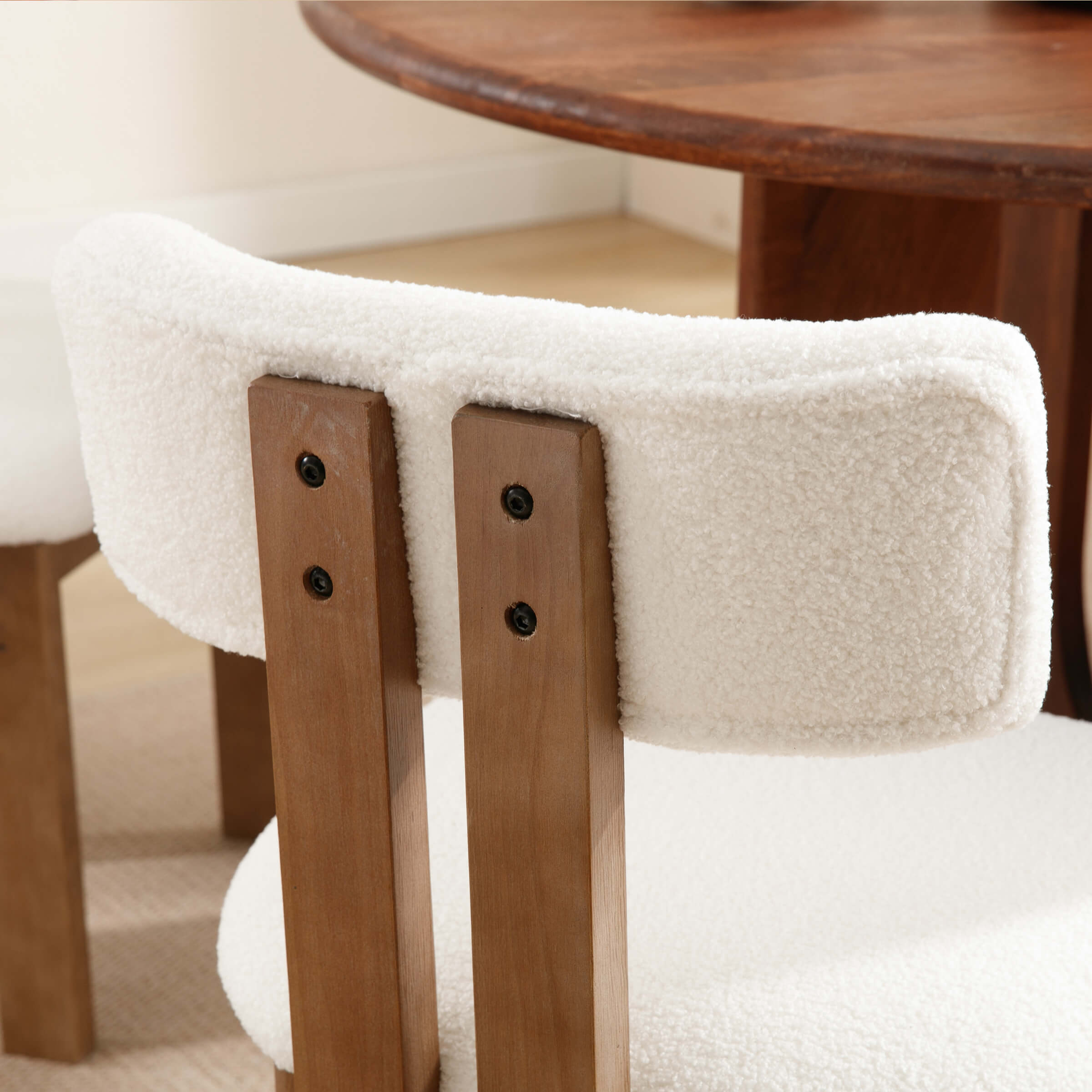 Close-up of chair corner and upholstery seam
