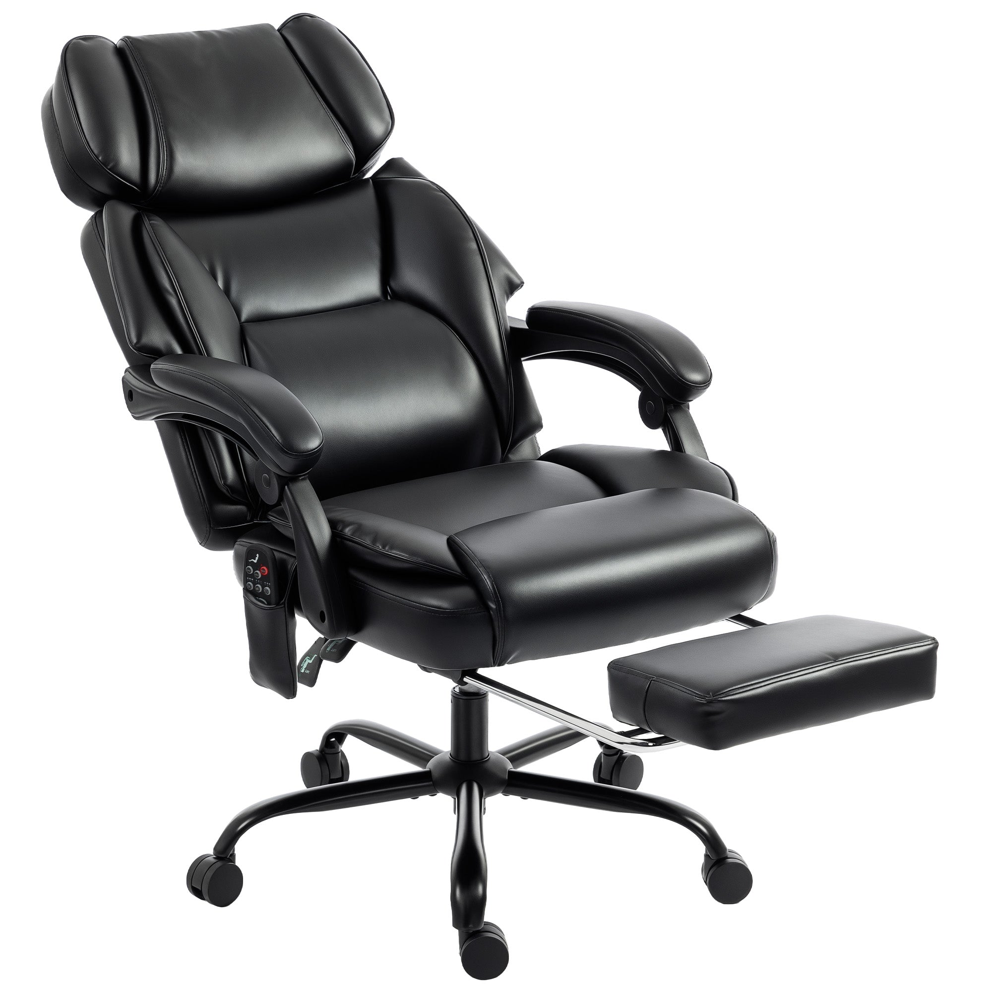 High Back Massage Office Chair with Footrest & Heat Function