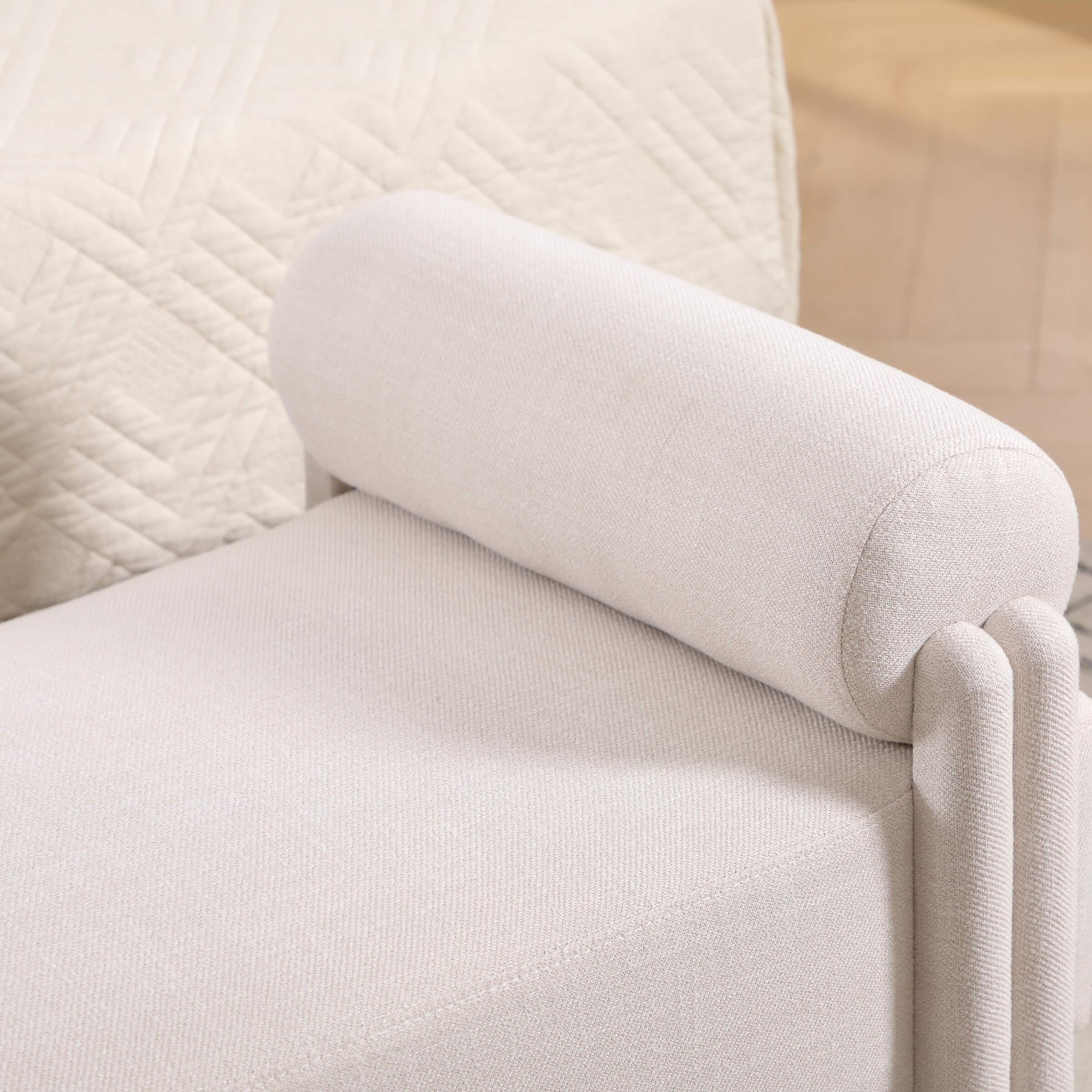 Close-up of bench seat and fabric