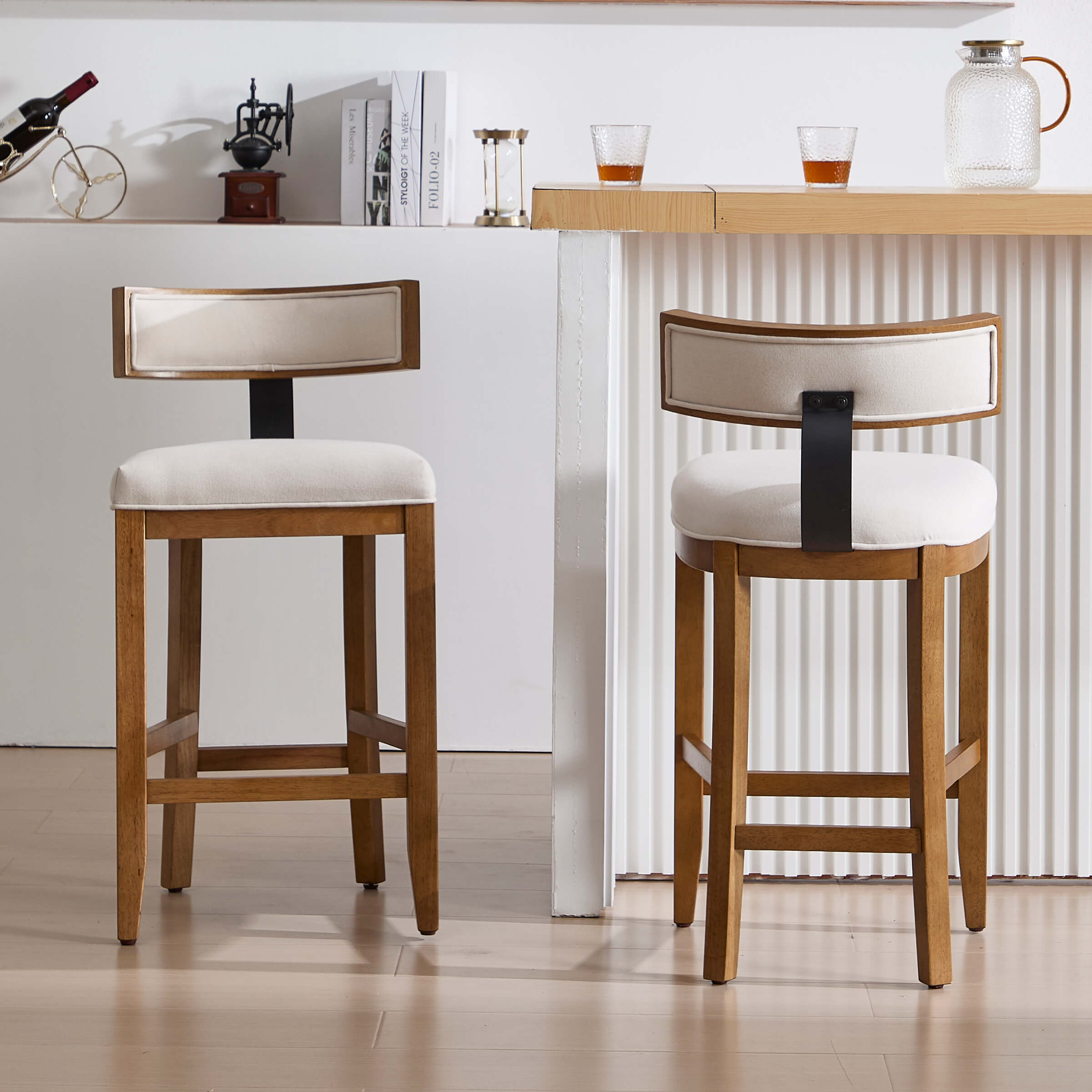 Janoray 26.5"H Curved Back Counter Stools Set of 2 - 02011CS