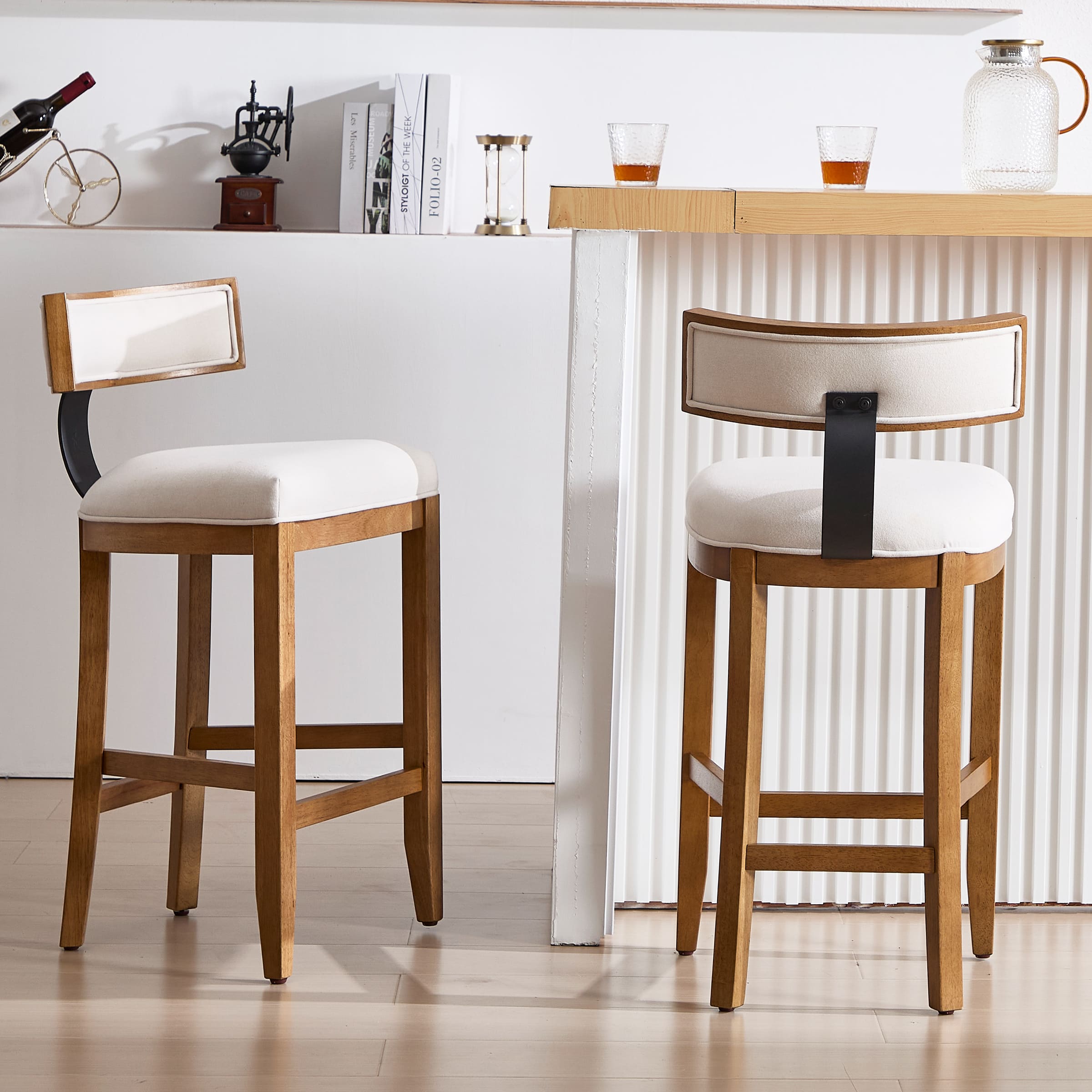 Janoray 26.5"H Curved Back Counter Stools Set of 2 - 02011CS