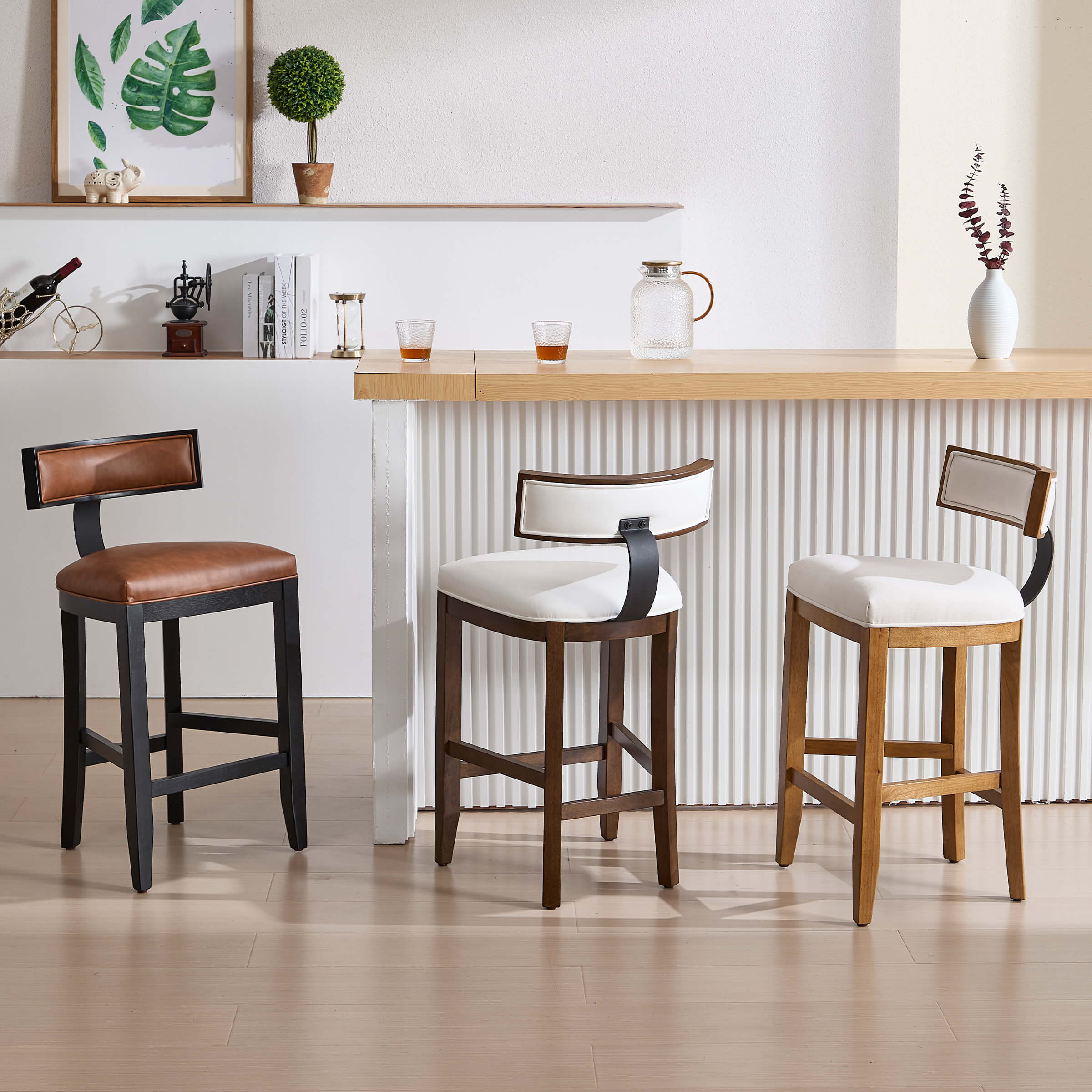 Janoray 26.5"H Curved Back Counter Stools Set of 2 - 02011CS