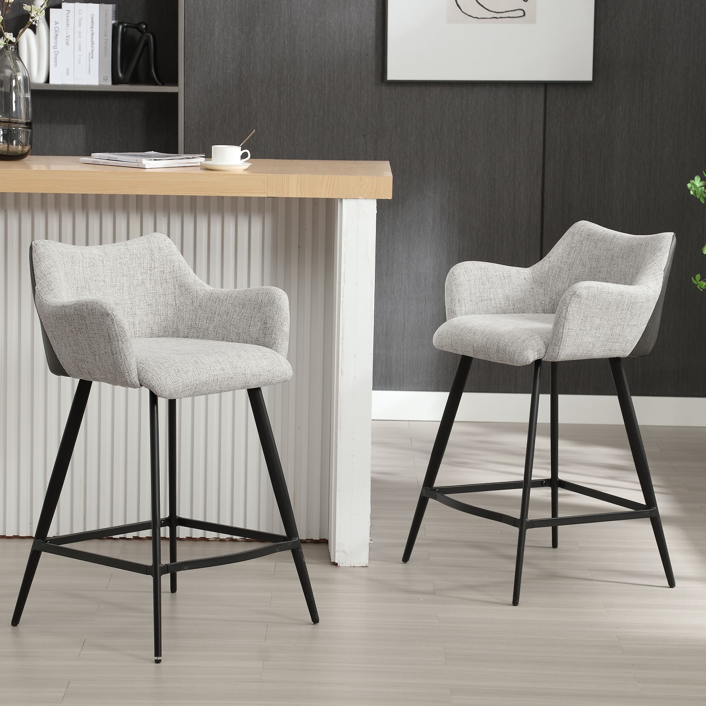 VESCASA 26"H Modern Linen Counter Height Stools Set of 2 - 5029CS