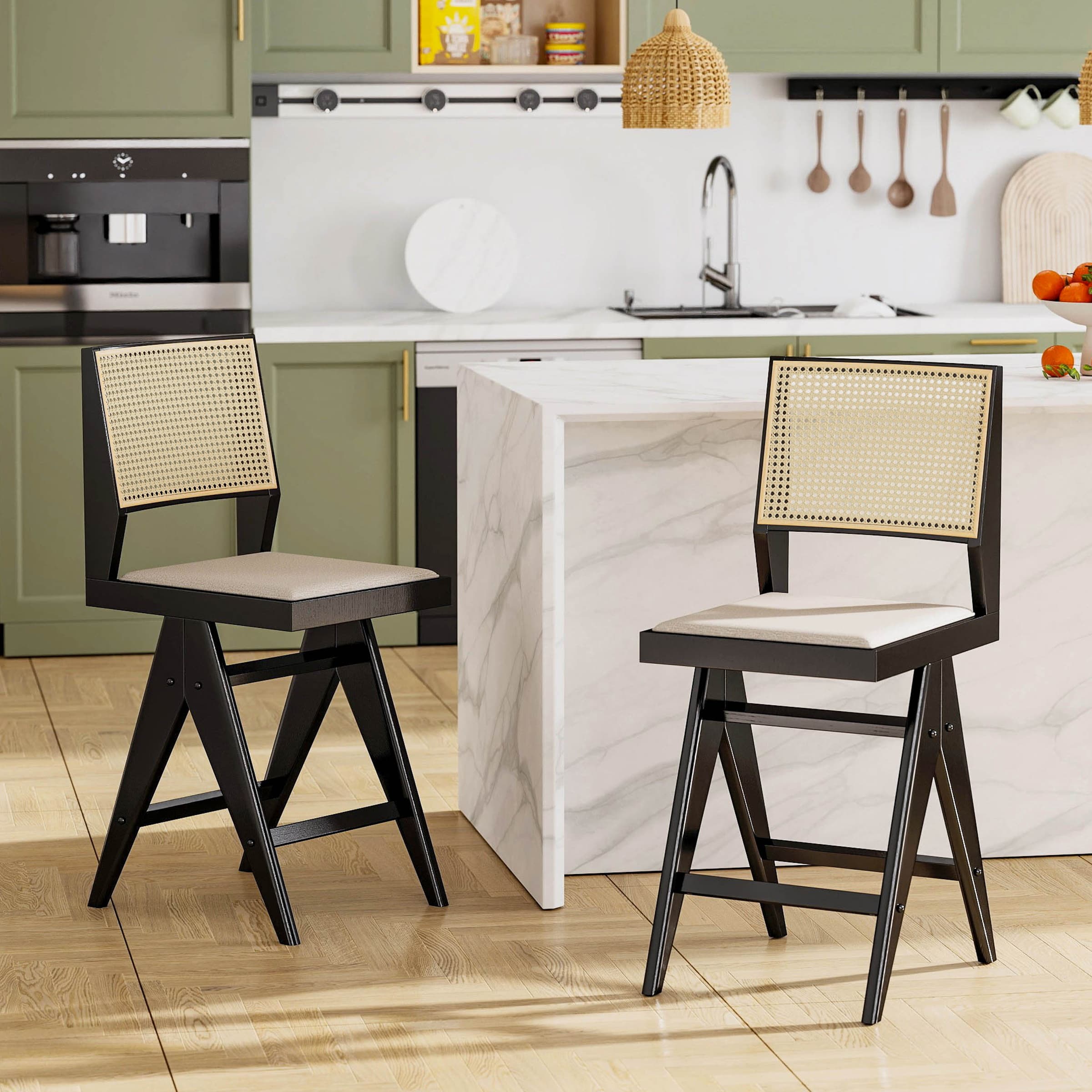 Janoray 26"H Rattan Back Counter Height Bar Stools Set of 2 - X341CS