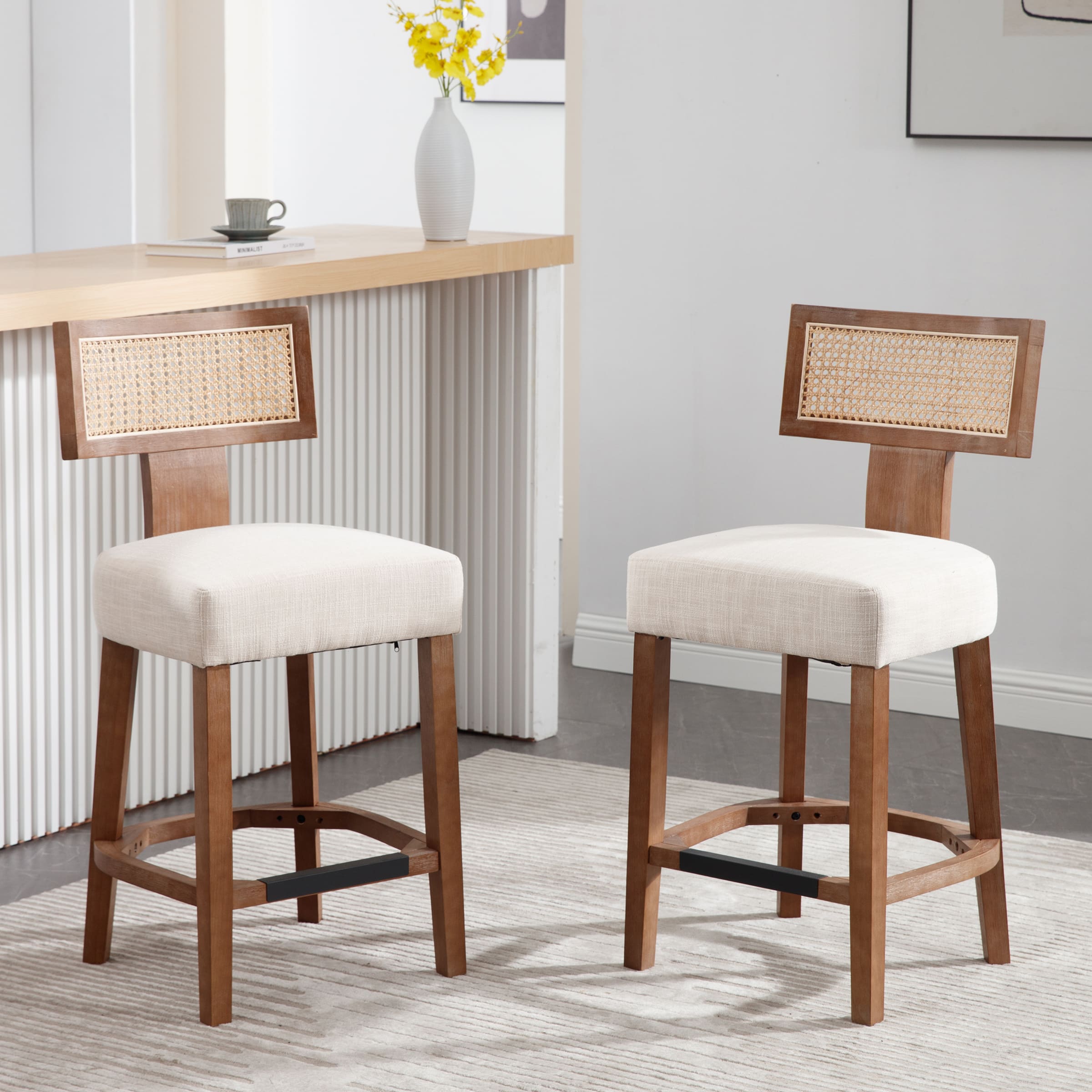 Janoray 26”H Rattan Back Counter Stools Set of 2 - 5752CS