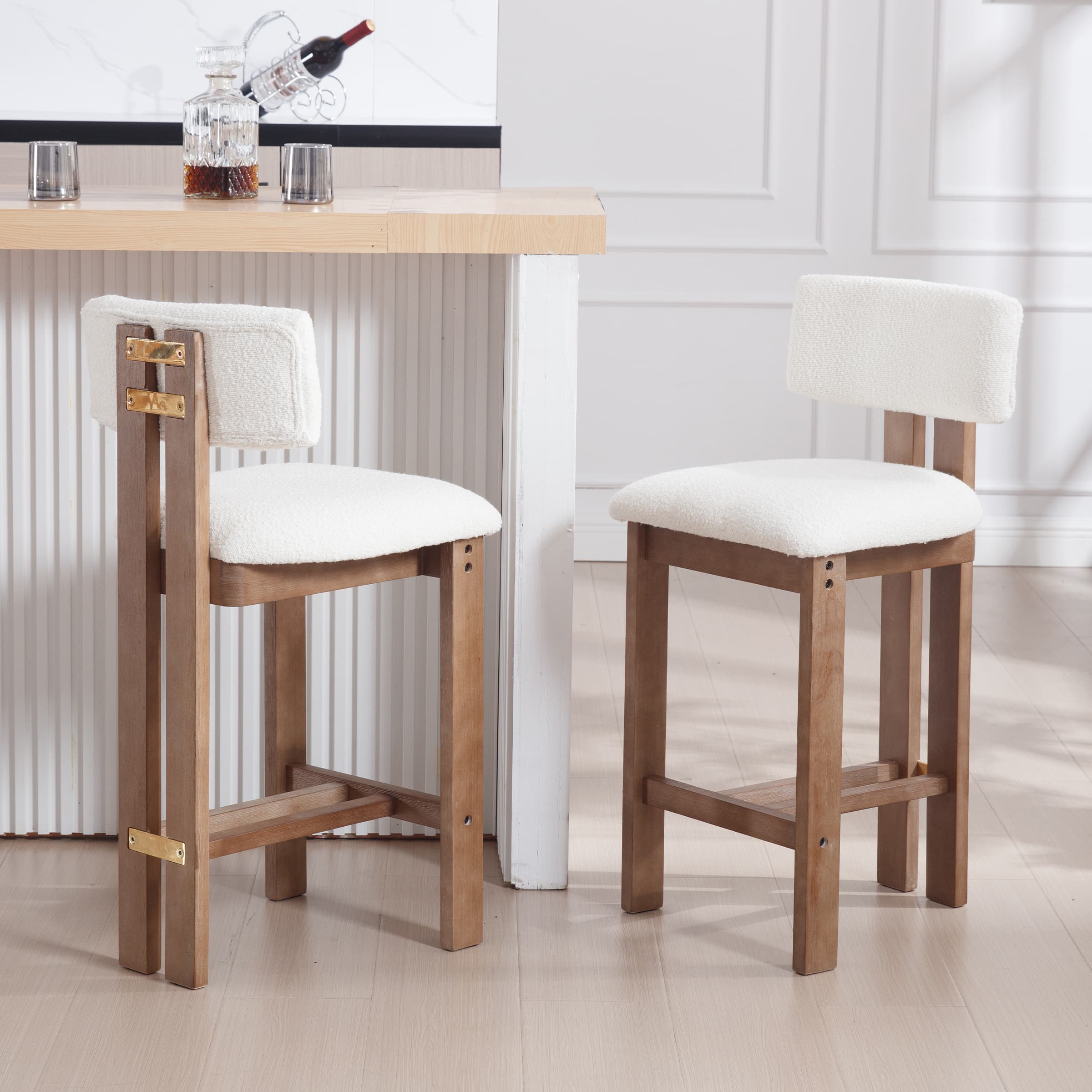 Two stools at bar with black frame