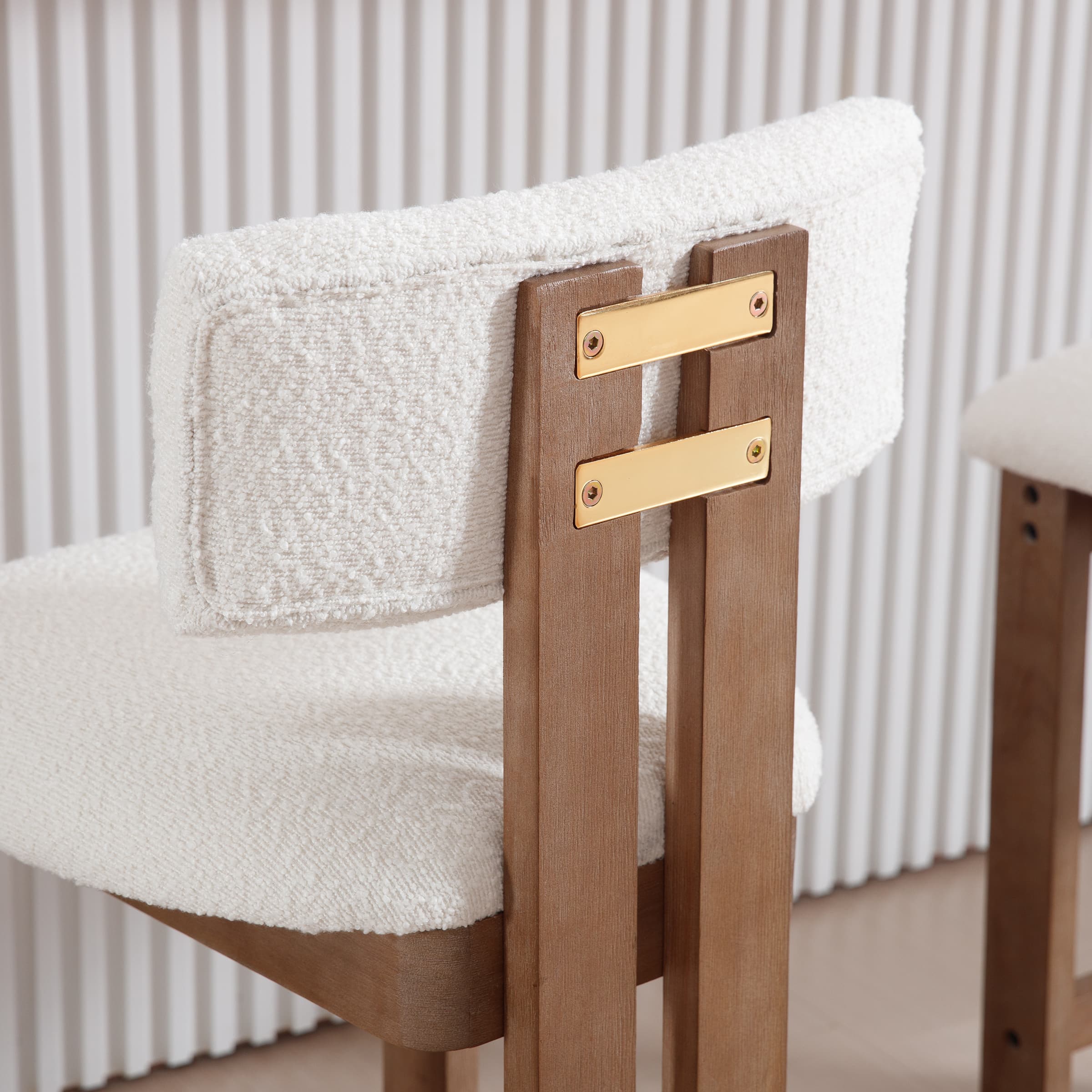 Back of cushion with gold brackets