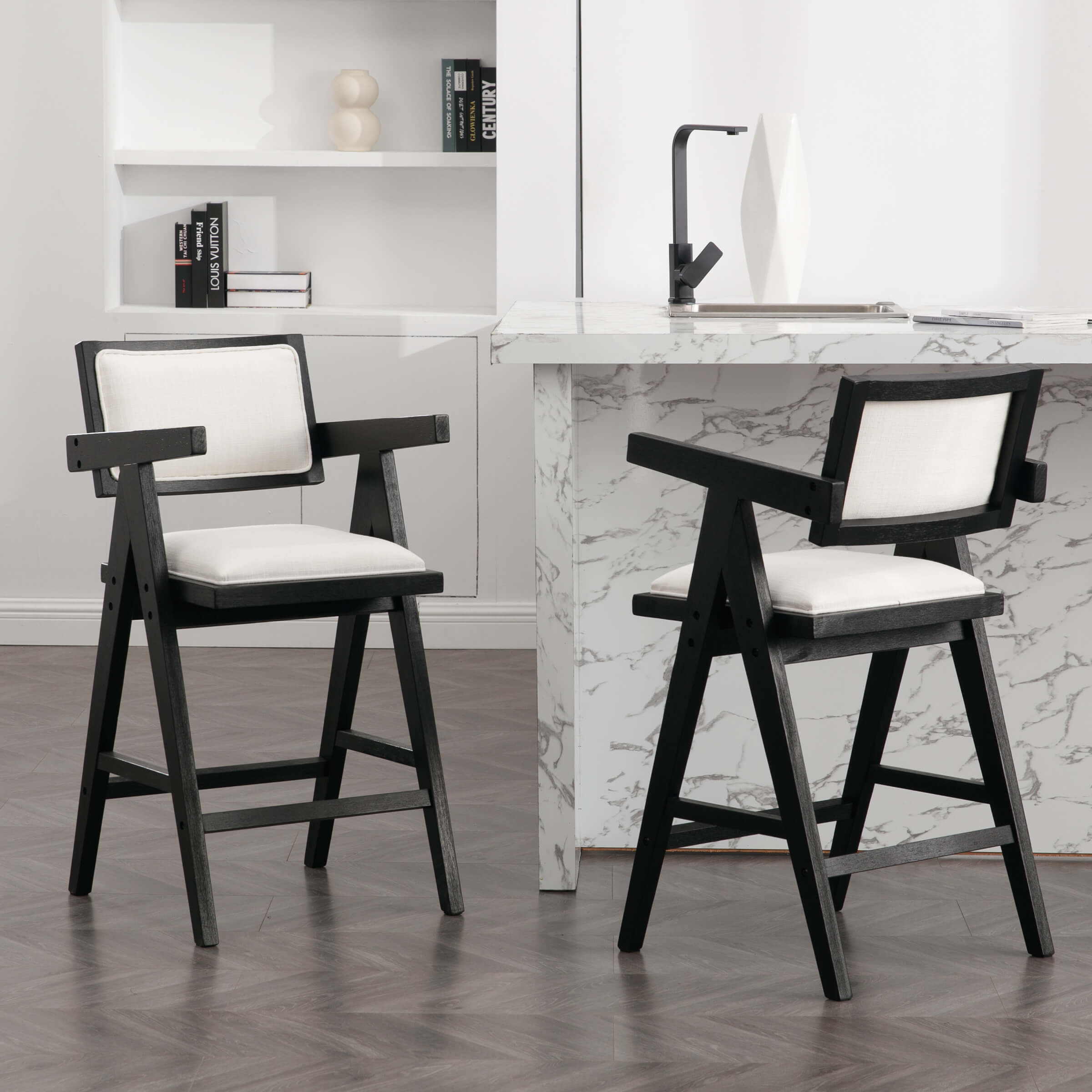 Janoray 26" Vintage Wood Counter Height Bar Stools Set of 2 - 5804CS