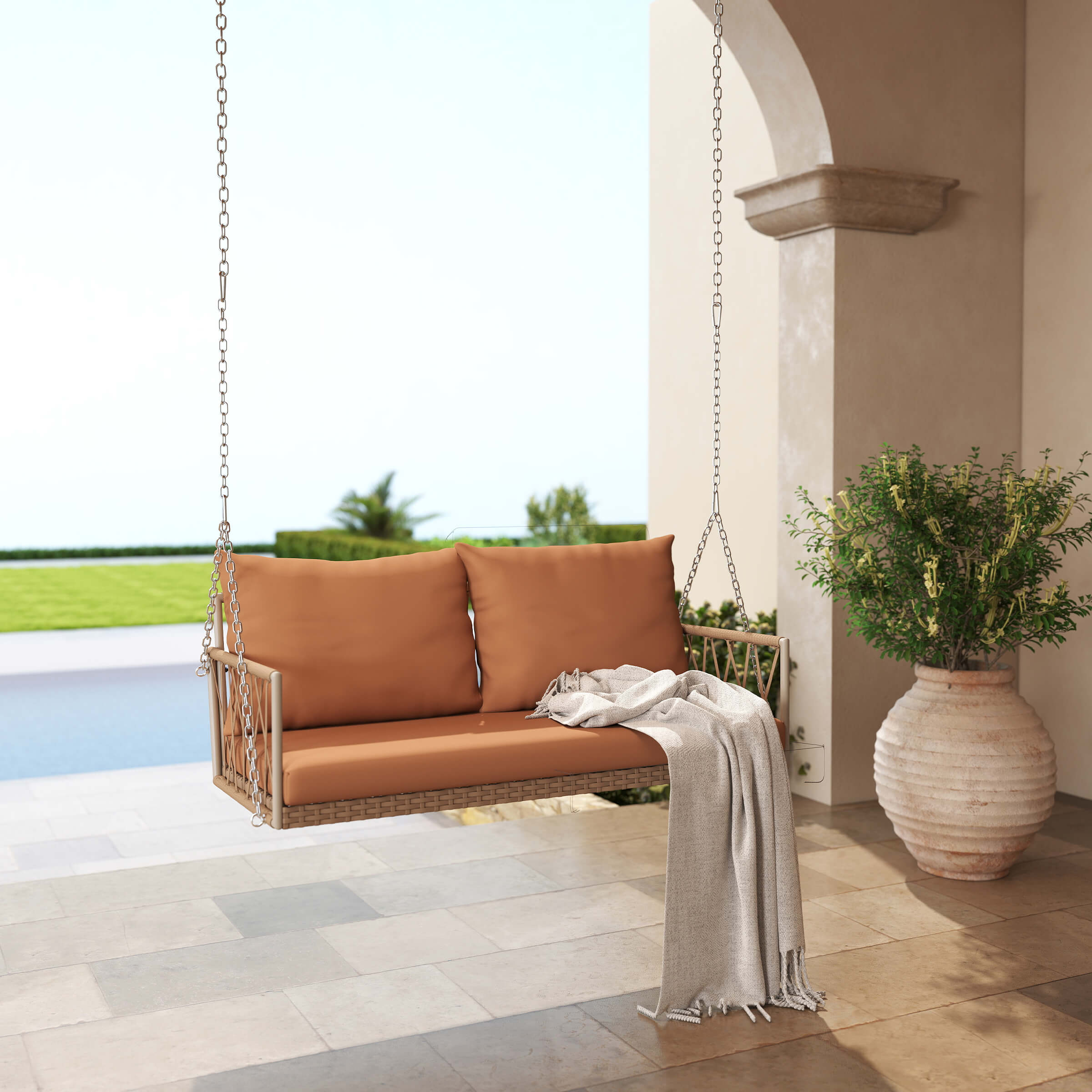 Janoray 2 Person Modern Patio Hanging Swing Bench - 20702HS