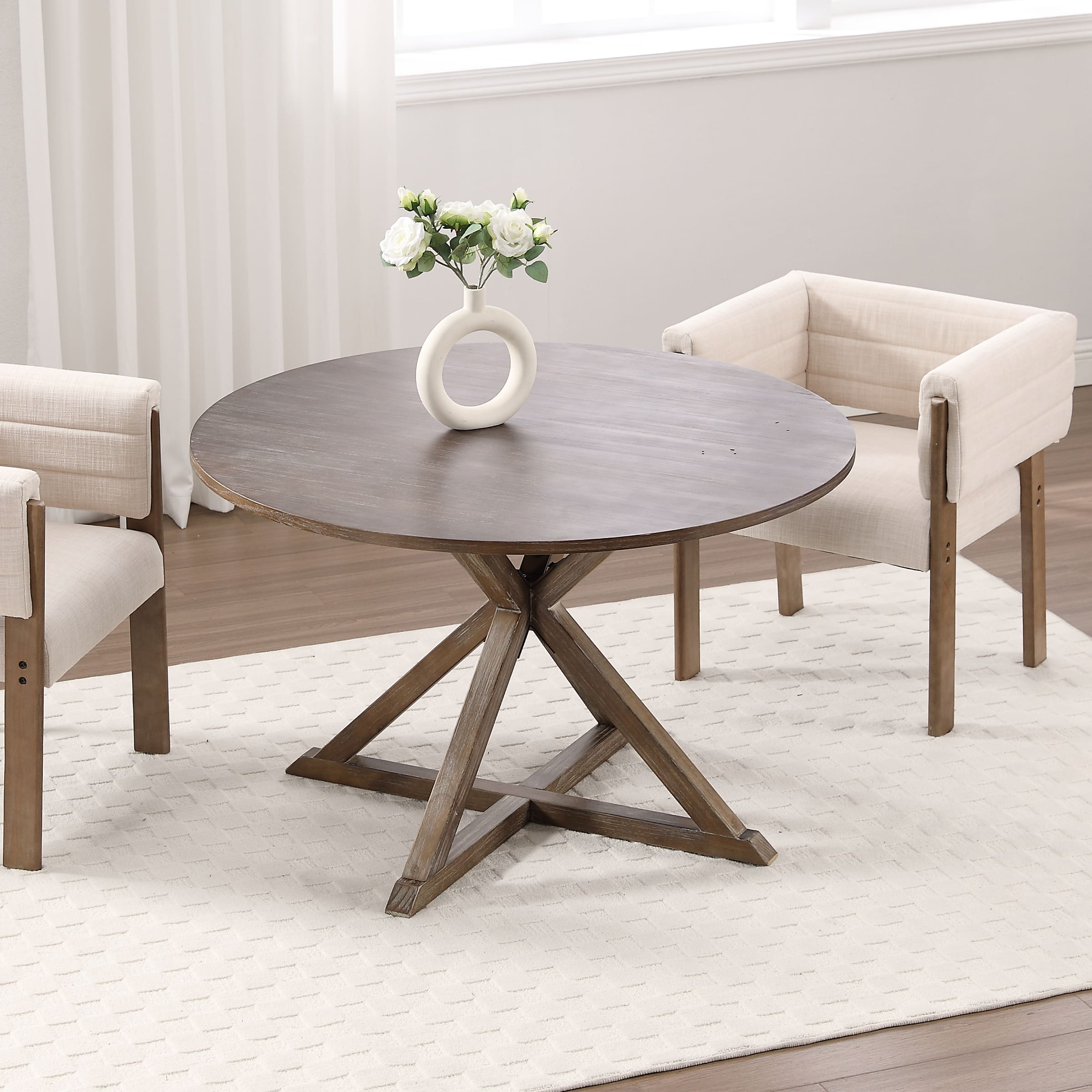 Janoray 47"W Rustic Farmhouse Round Dining Table - 22647DT