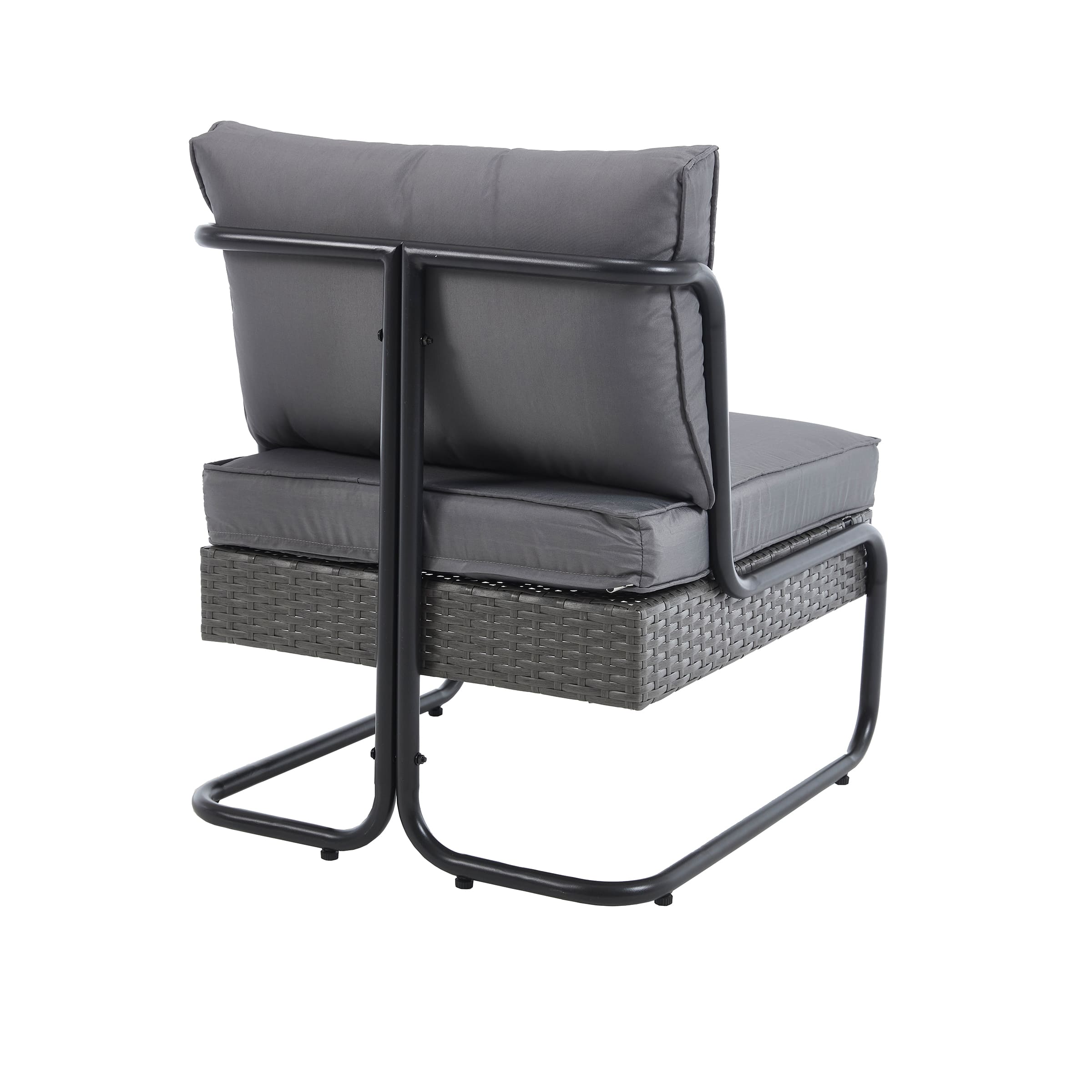Side view of grey outdoor chair