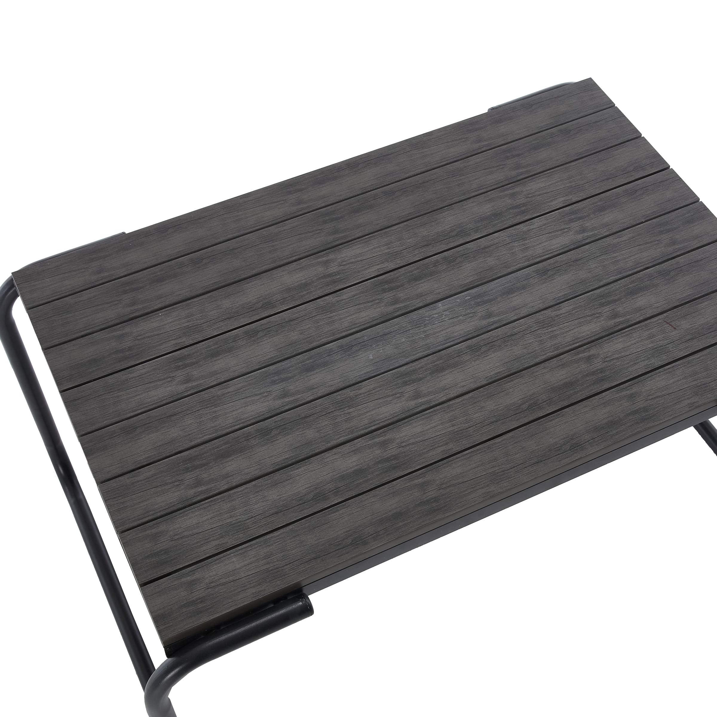Dark rectangular table on black frame