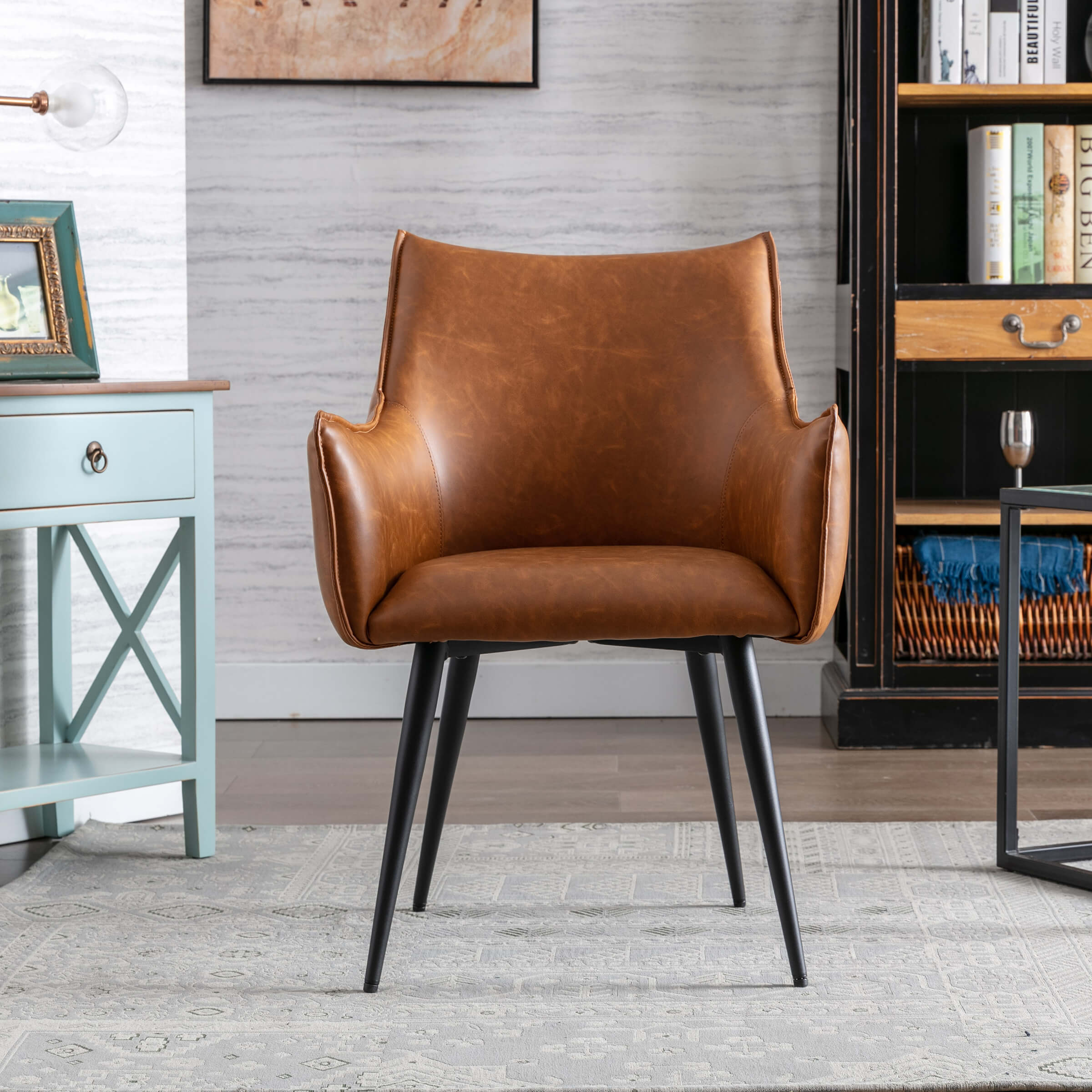 Janoray Brown PU Leather Dining Chairs Set of 2 - 9198DC