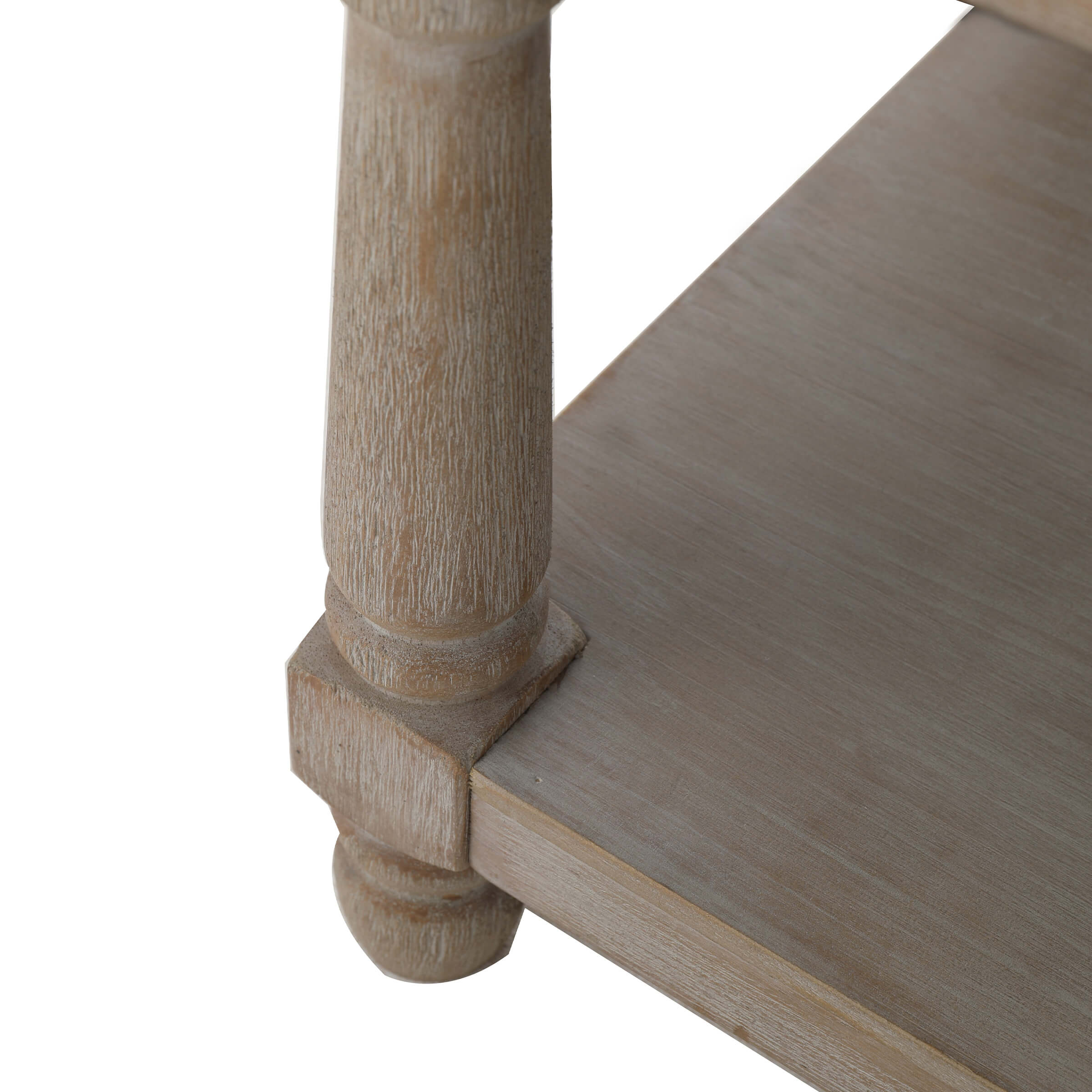 Corner of bench leg and shelf