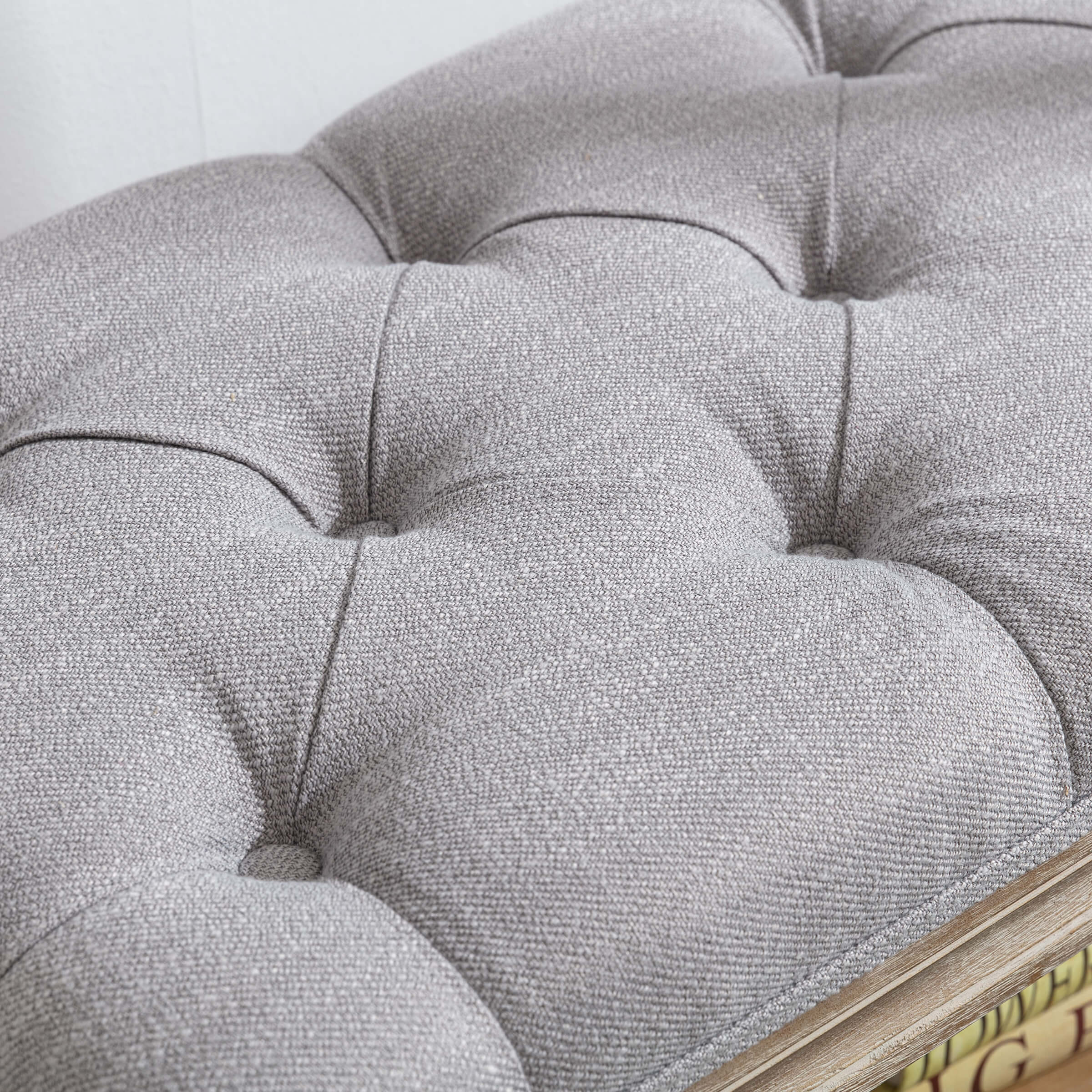 Close-up of tufted upholstery fabric