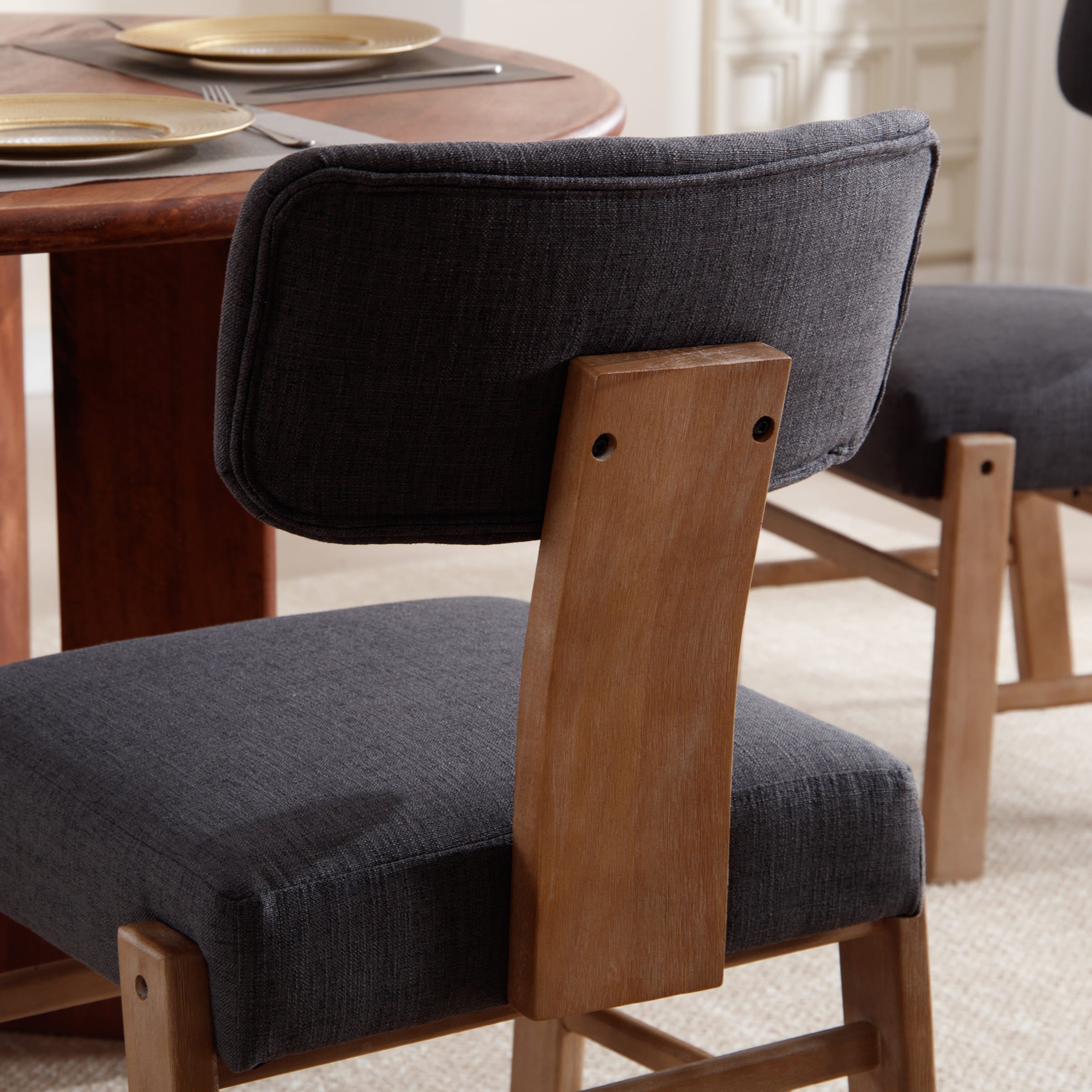 Janoray Curved Back Wood Dining Chairs Set of 2 - 10002DC