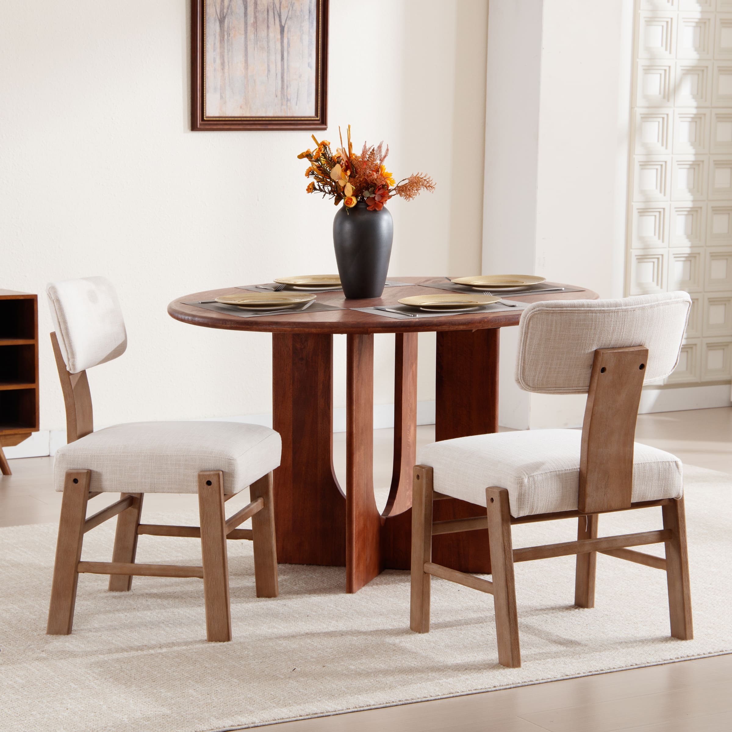 Janoray Curved Back Wood Dining Chairs Set of 2 - 10002DC