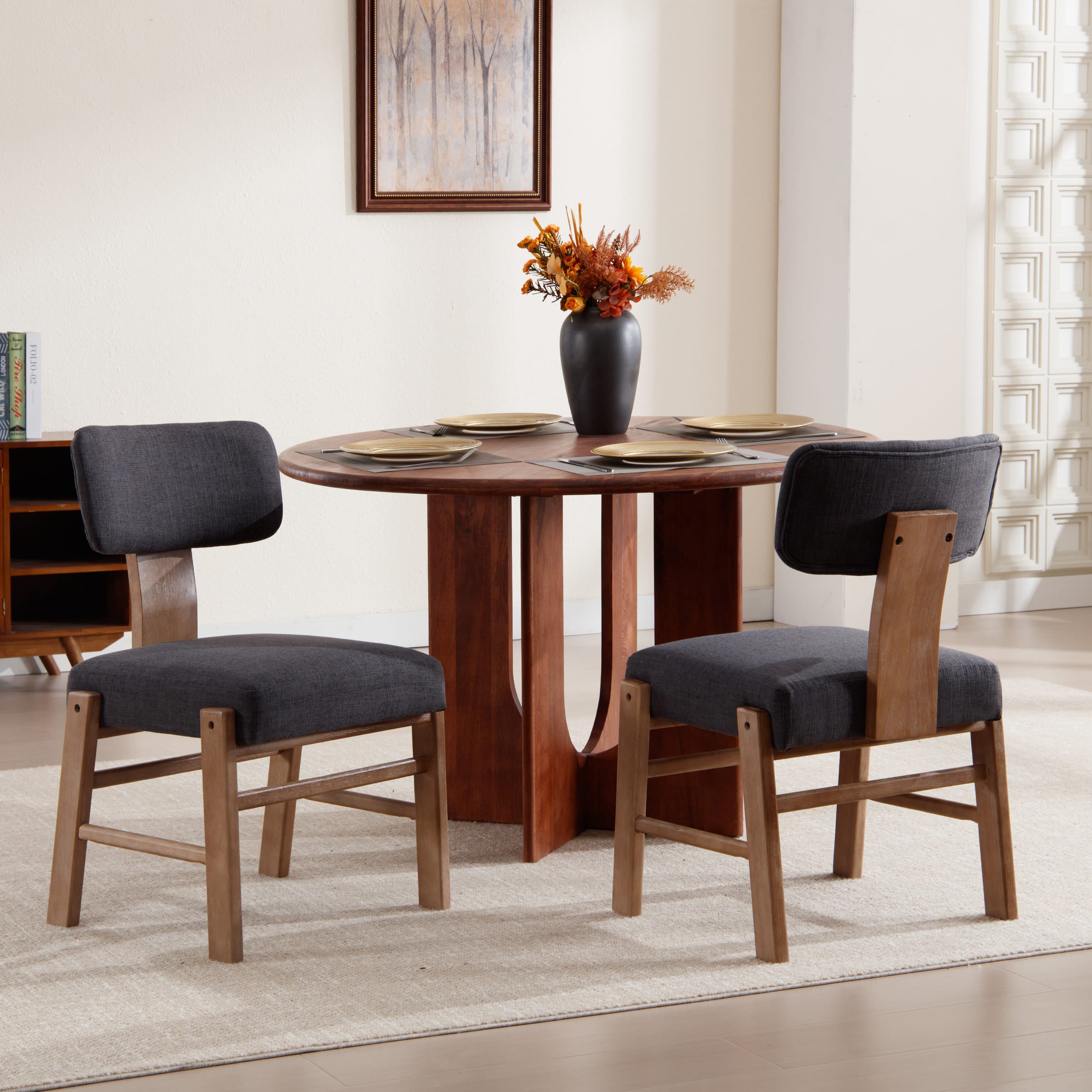 Janoray Curved Back Wood Dining Chairs Set of 2 - 10002DC