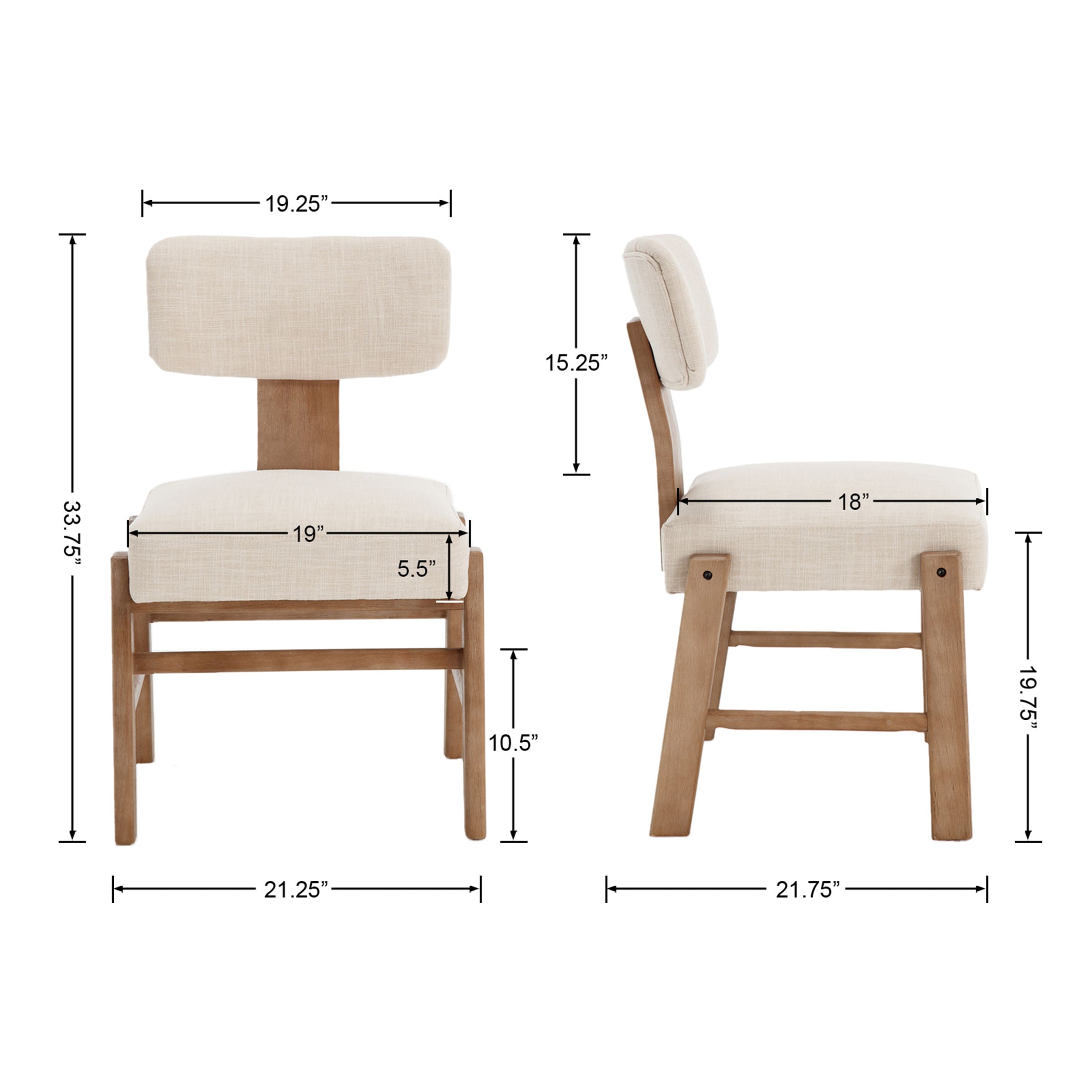 Janoray Curved Back Wood Dining Chairs Set of 2 - 10002DC