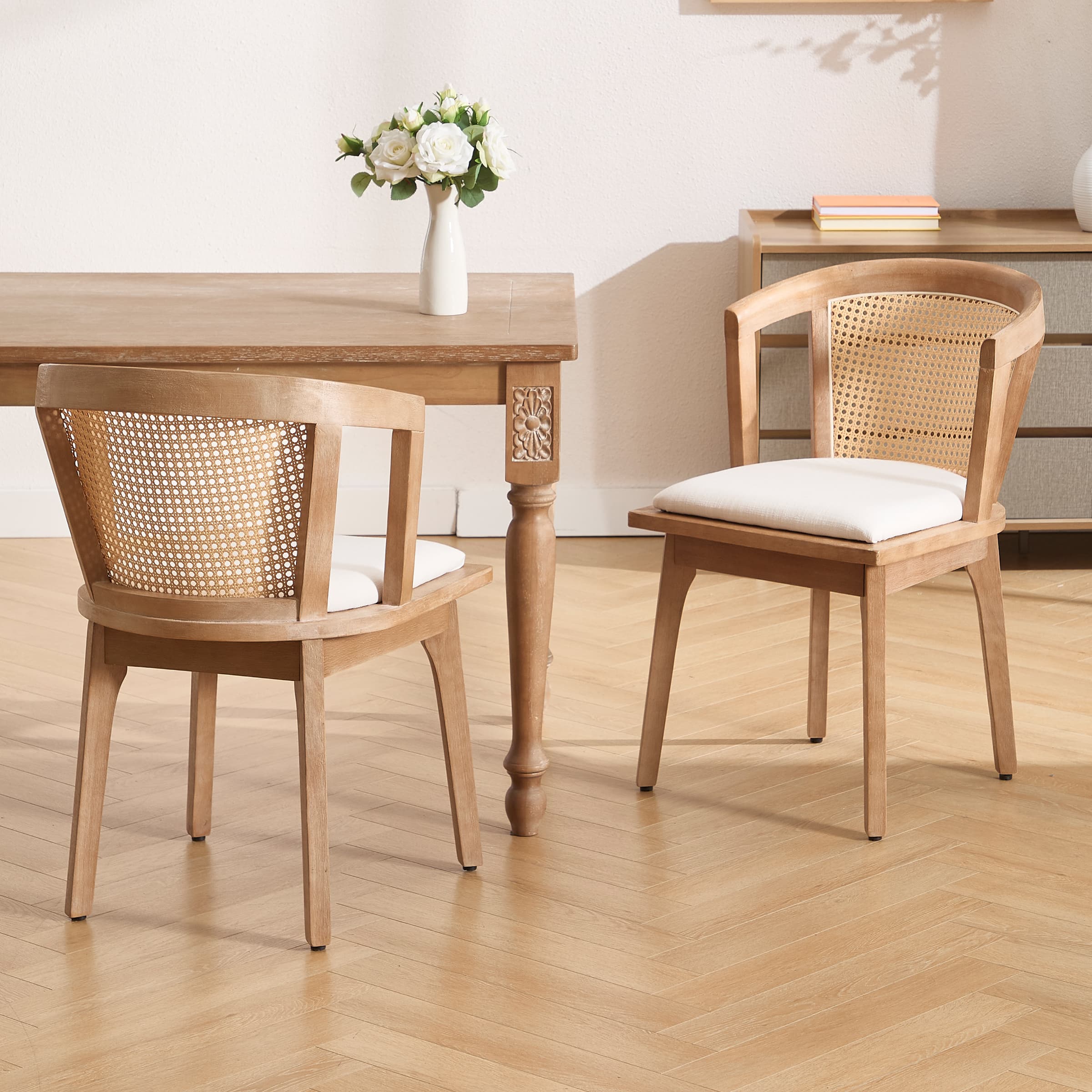 Janoray Dining Chairs with Cane Woven Back Set of 2 - 10085DC