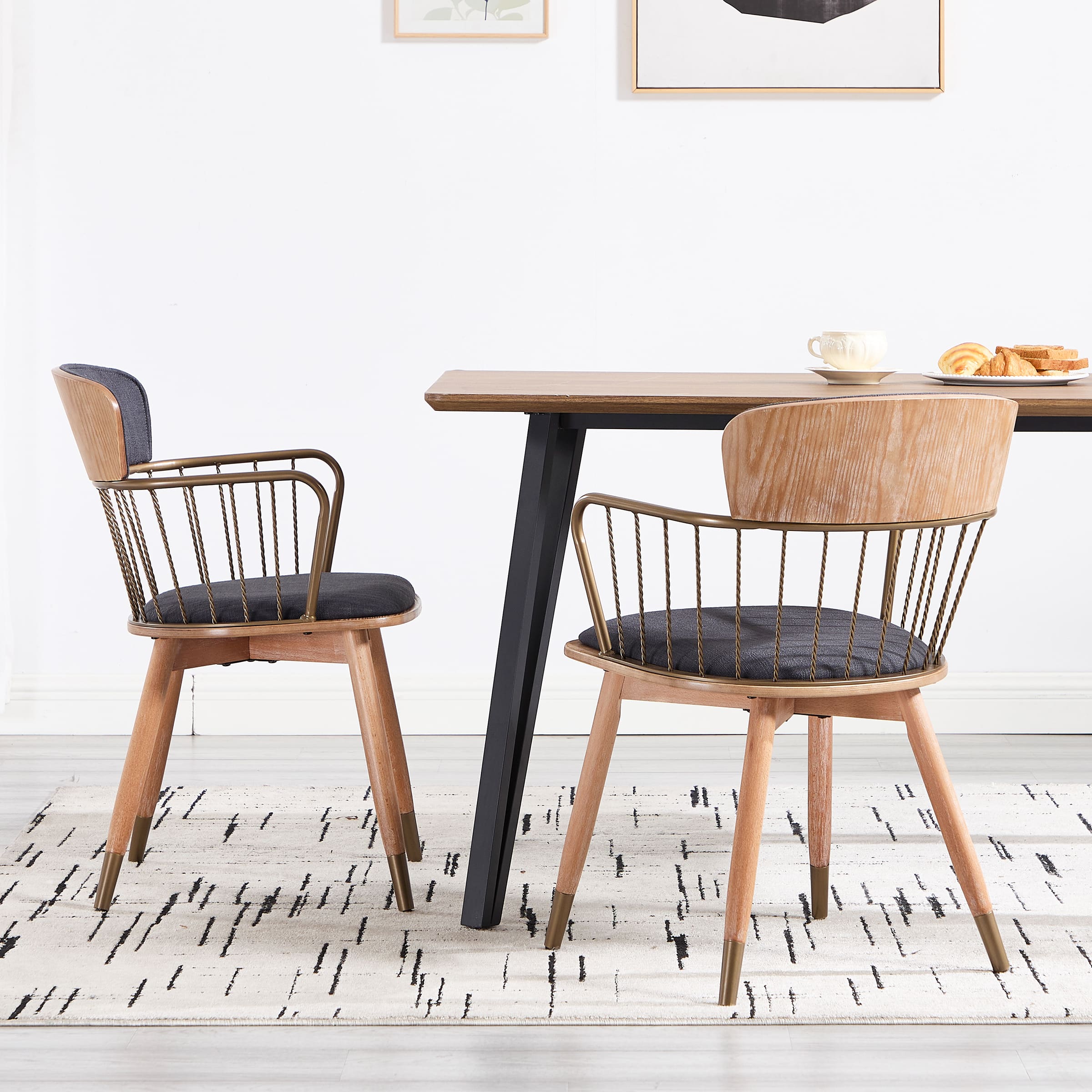 Janoray Linen Upholstered Dining Chairs Set of 2 - 6194DC
